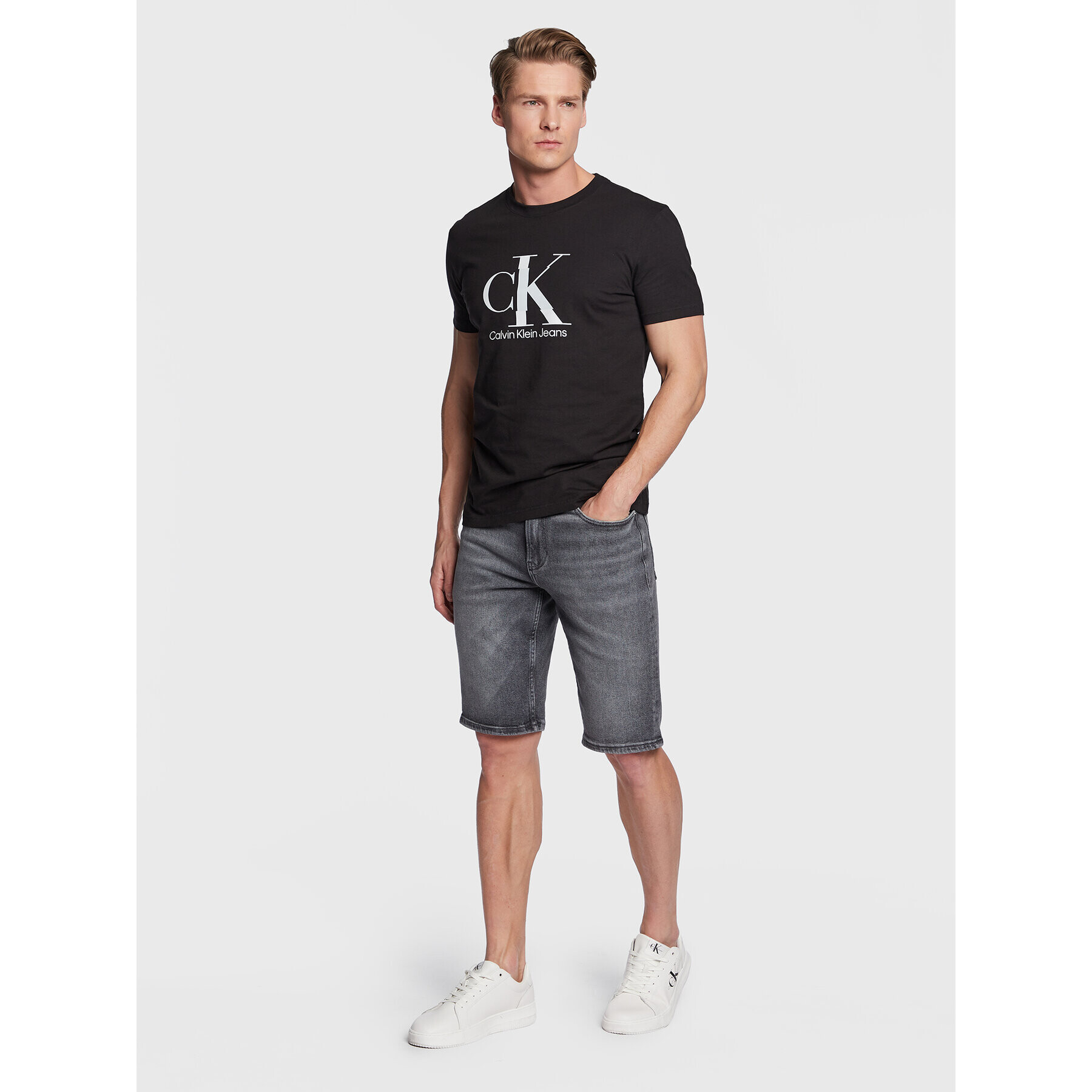 Calvin Klein Jeans Džínové šortky J30J322786 Šedá Slim Fit - Pepit.cz