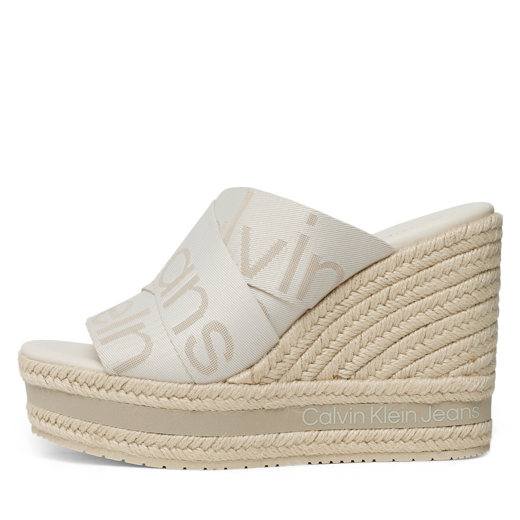 Calvin Klein Jeans Espadrilky Wedge Sandal Webbing YW0YW00961 Écru - Pepit.cz