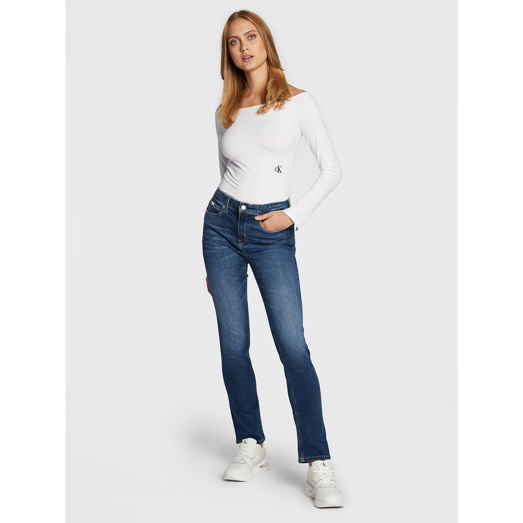 Calvin Klein Jeans Halenka J20J219995 Bílá Slim Fit - Pepit.cz