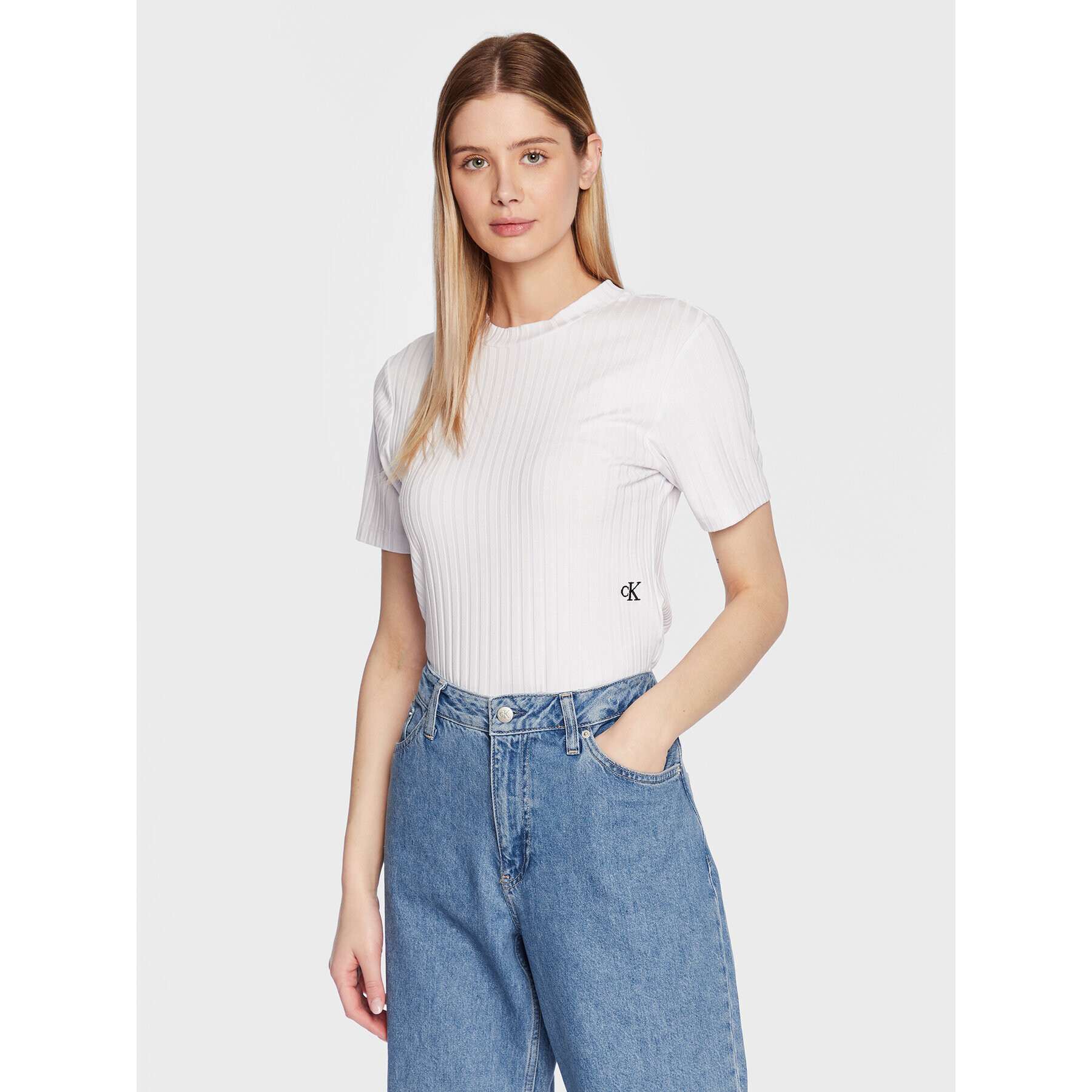 Calvin Klein Jeans Halenka J20J220774 Bílá Regular Fit - Pepit.cz