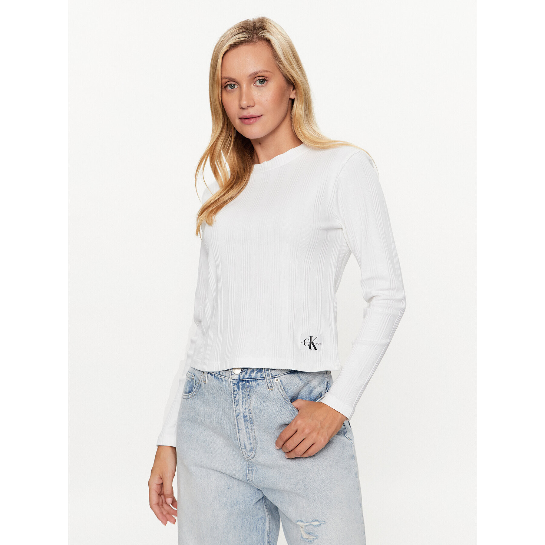 Calvin Klein Jeans Halenka J20J221596 Bílá Slim Fit - Pepit.cz