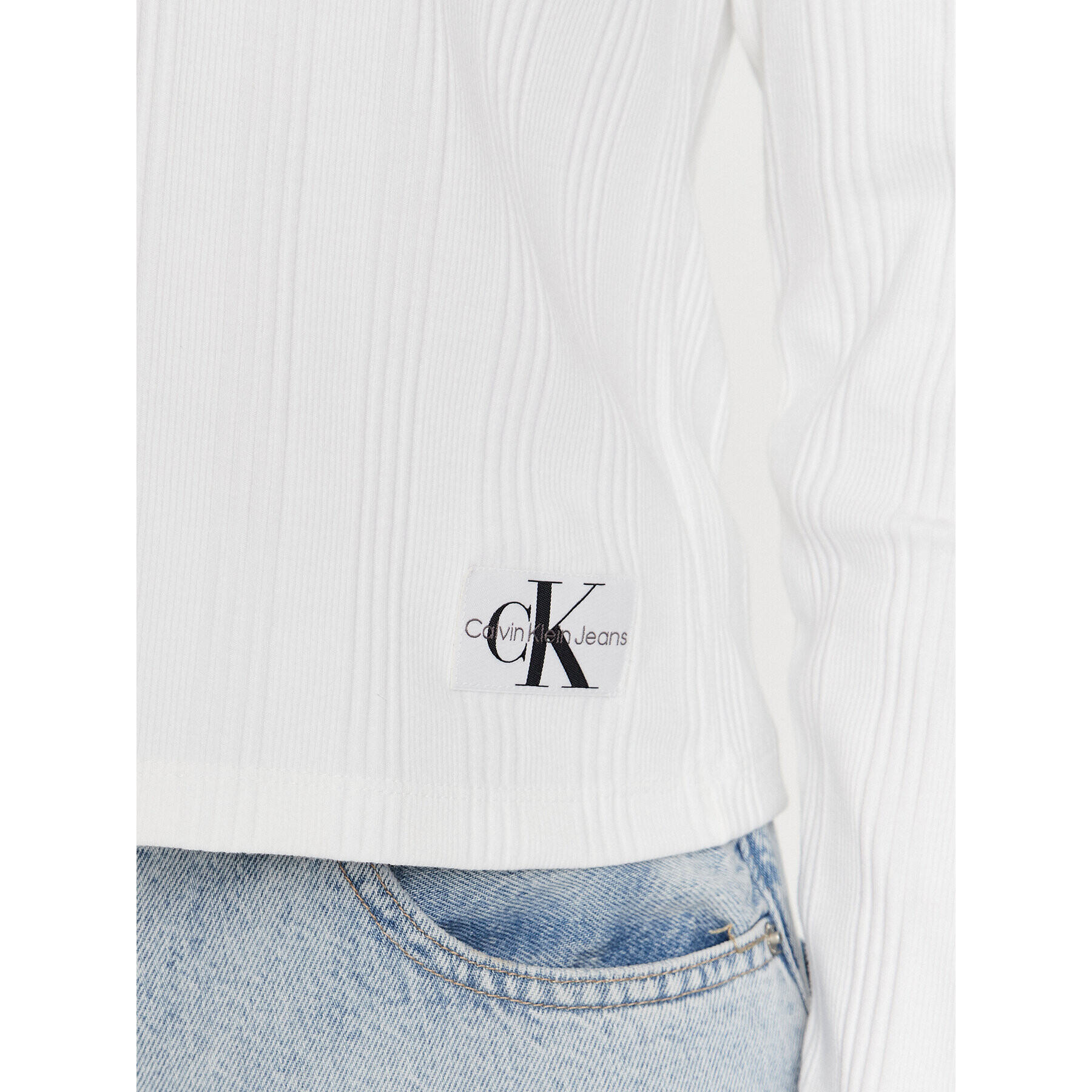 Calvin Klein Jeans Halenka J20J221596 Bílá Slim Fit - Pepit.cz