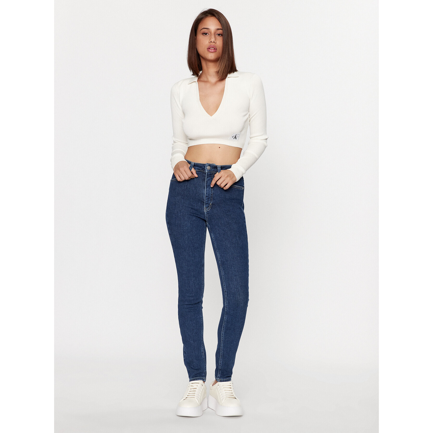 Calvin Klein Jeans Halenka J20J221969 Bílá Slim Fit - Pepit.cz