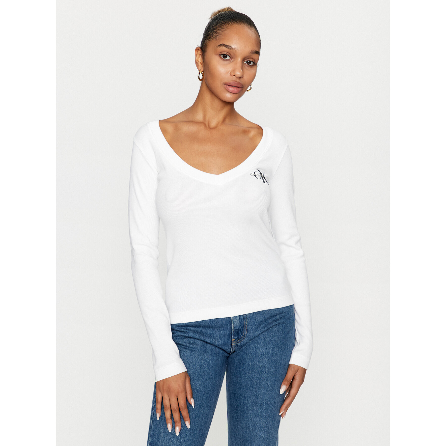 Calvin Klein Jeans Halenka J20J222023 Bílá Regular Fit - Pepit.cz