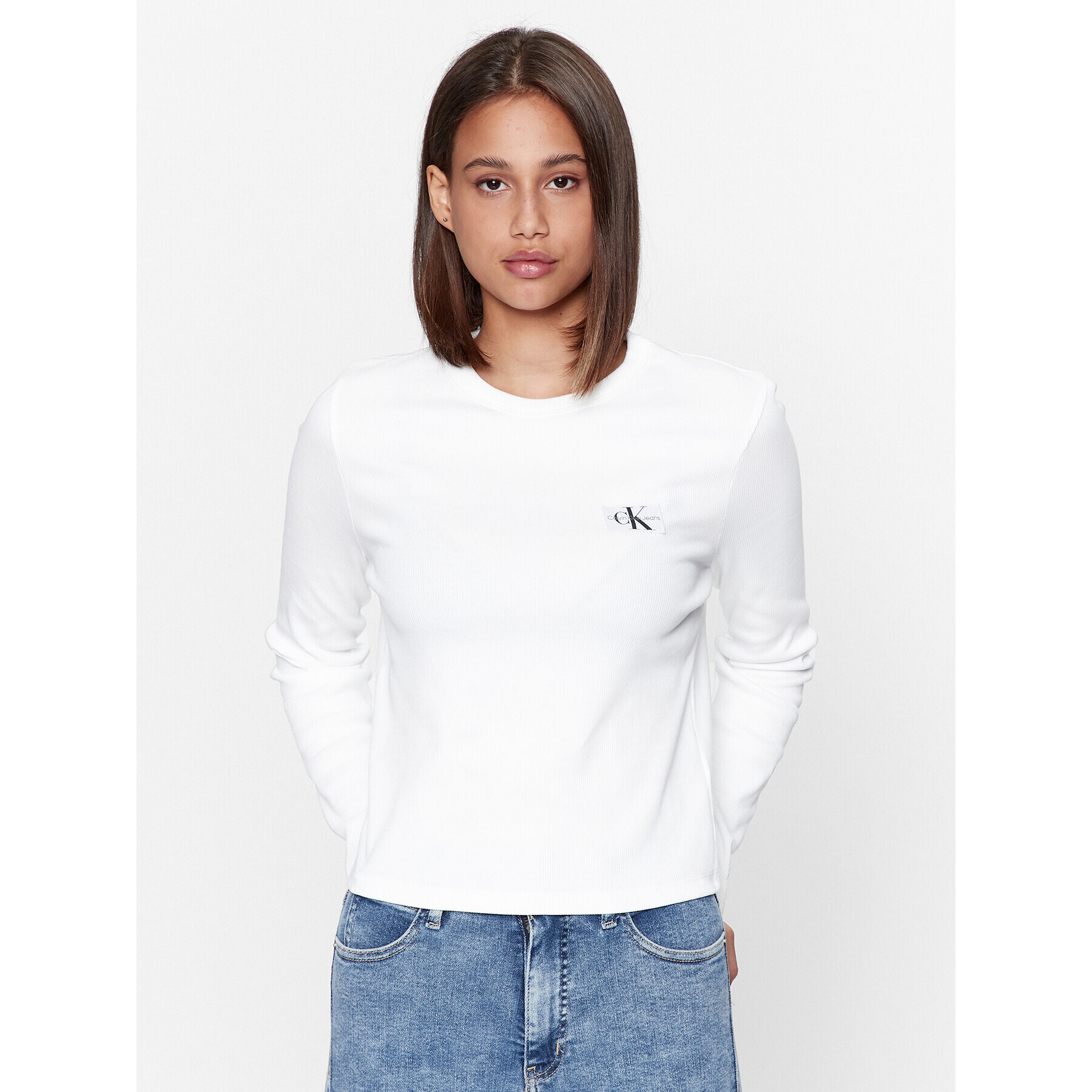 Calvin Klein Jeans Halenka J20J222781 Bílá Regular Fit - Pepit.cz