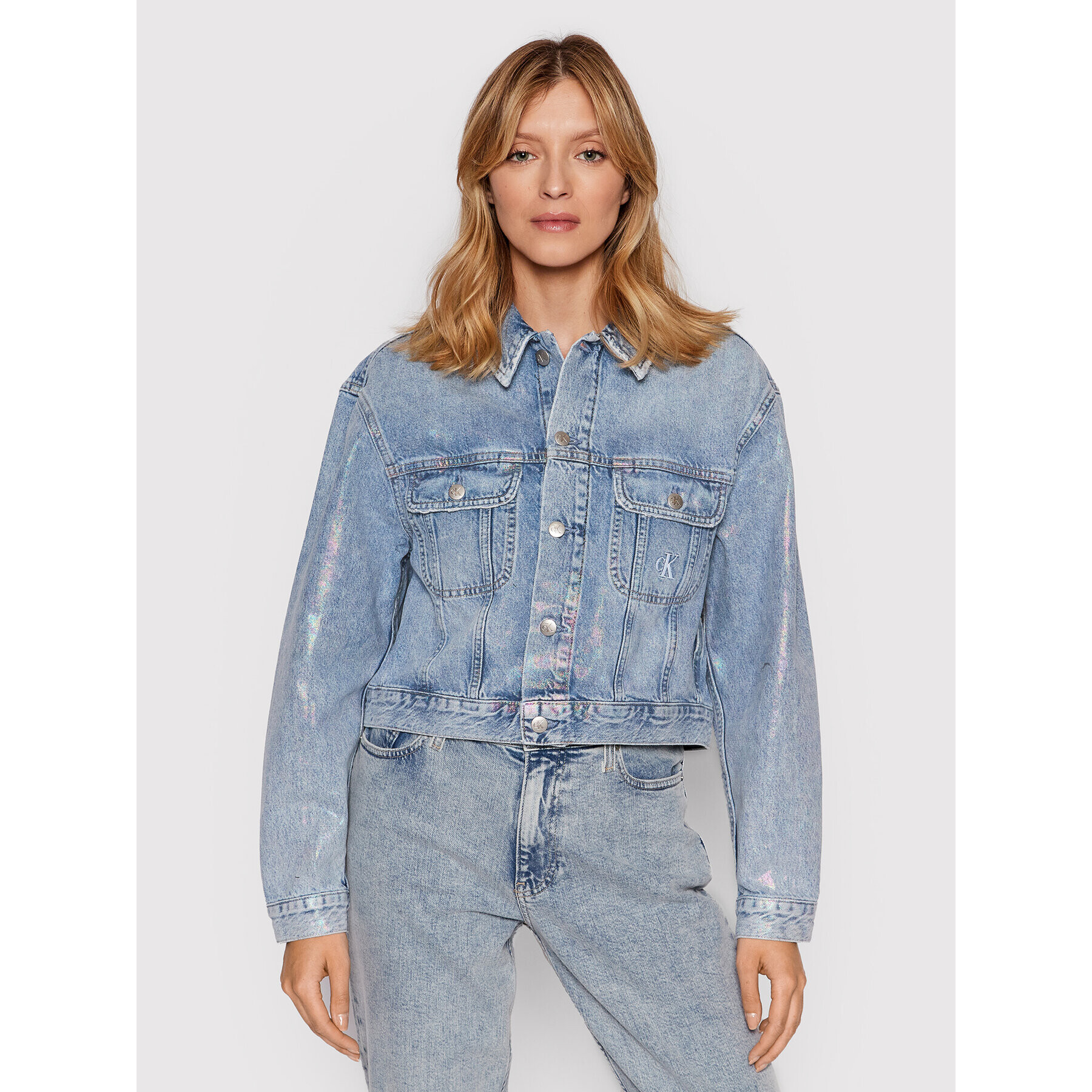 Calvin Klein Jeans Jeansová bunda J20J217815 Modrá Oversize - Pepit.cz