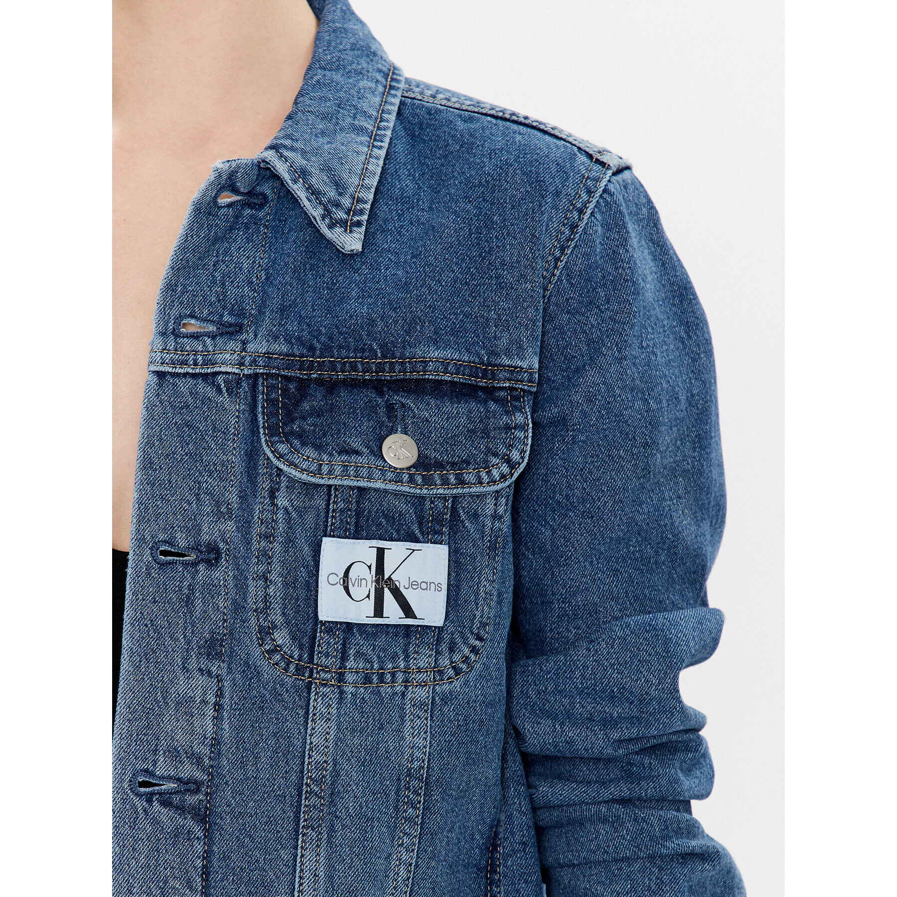 Calvin Klein Jeans Jeansová bunda J20J220659 Modrá Classic Fit - Pepit.cz