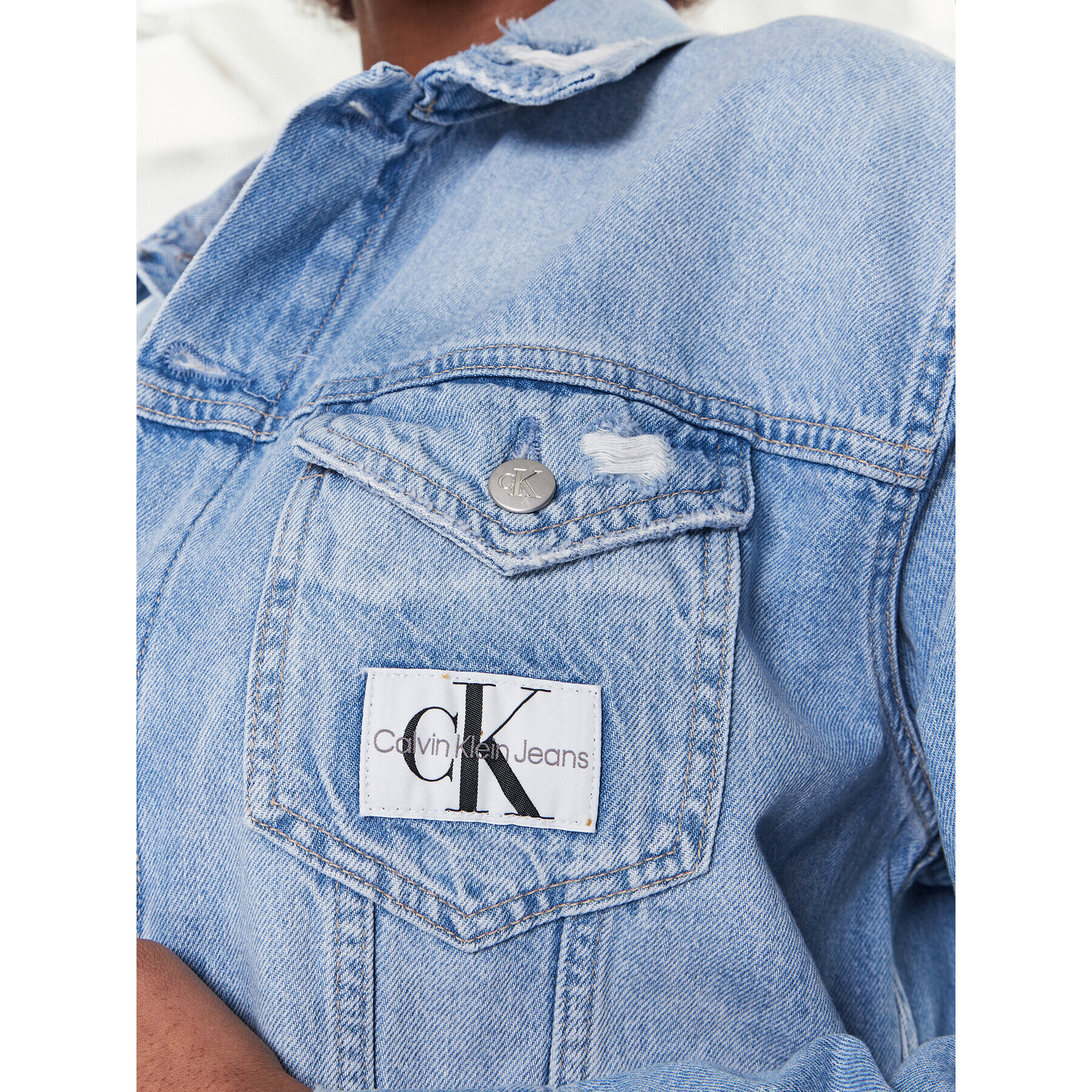 Calvin Klein Jeans Jeansová bunda J20J220663 Modrá Relaxed Fit - Pepit.cz