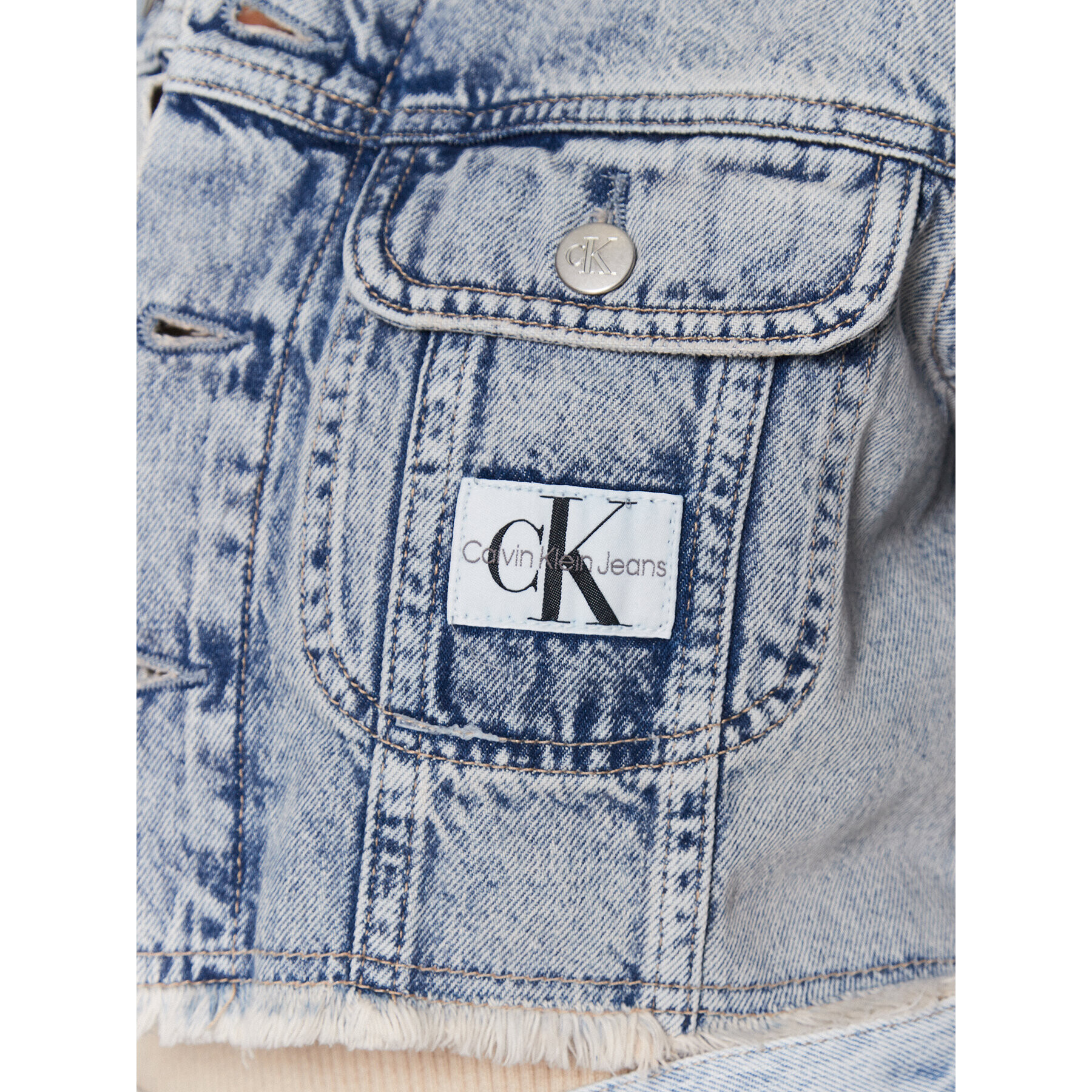 Calvin Klein Jeans Jeansová bunda J20J221259 Modrá Cropped Fit - Pepit.cz