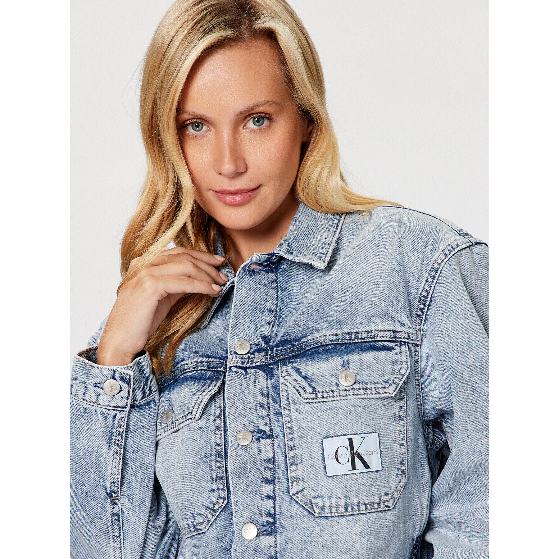 Calvin Klein Jeans Jeansová bunda J20J221284 Modrá Relaxed Fit - Pepit.cz