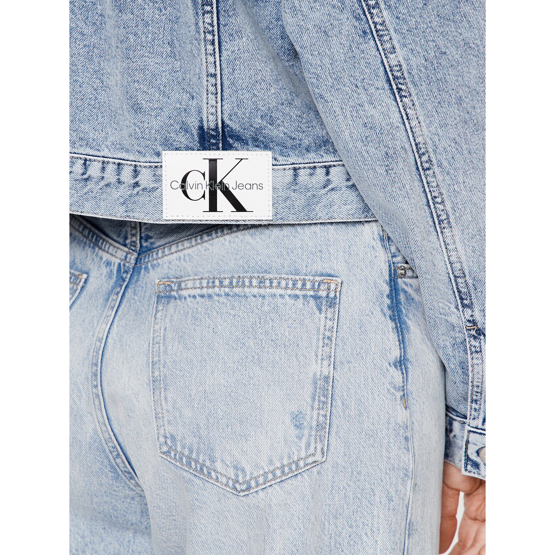 Calvin Klein Jeans Jeansová bunda J20J221284 Modrá Relaxed Fit - Pepit.cz