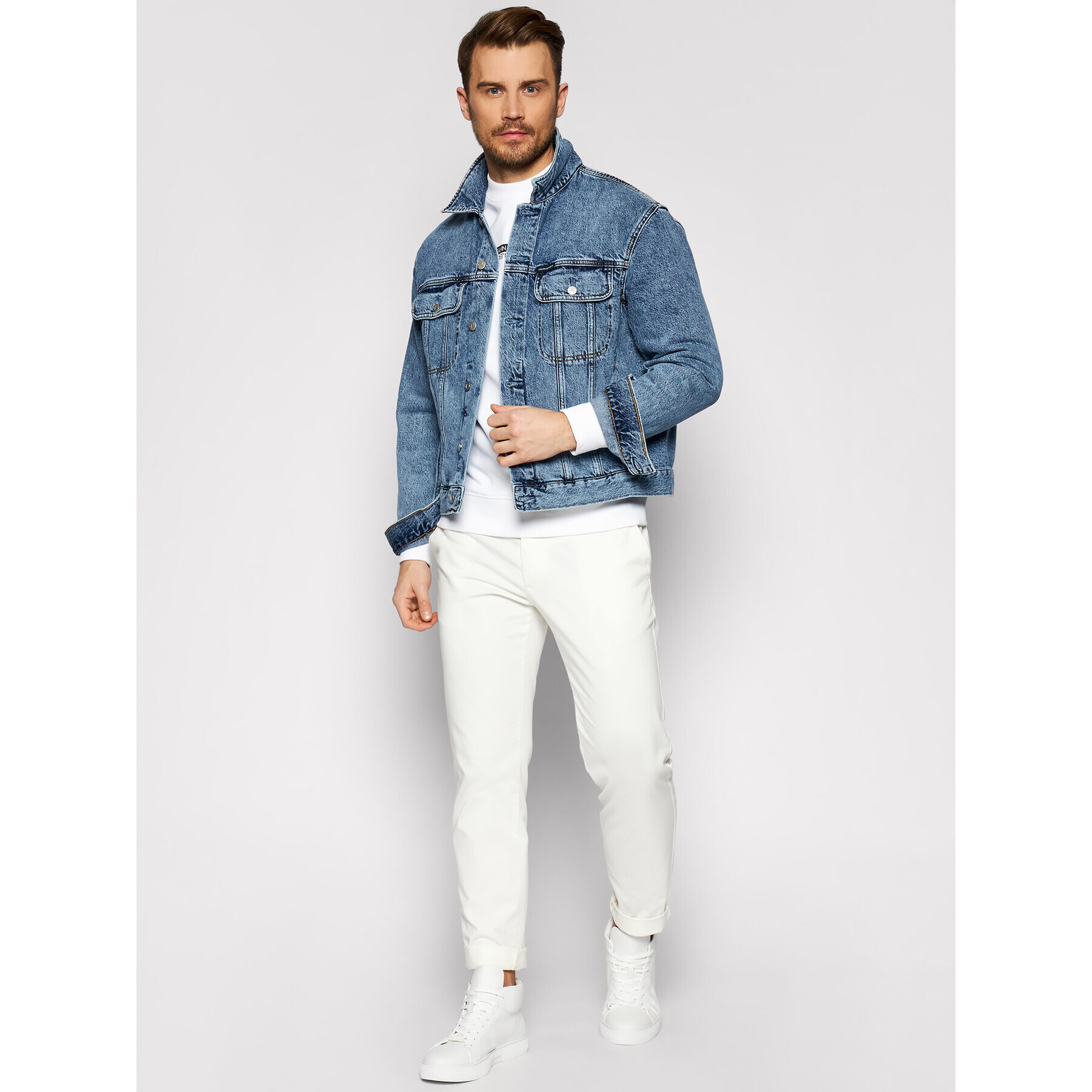 Calvin Klein Jeans Jeansová bunda J30J317758 Modrá Regular Fit - Pepit.cz