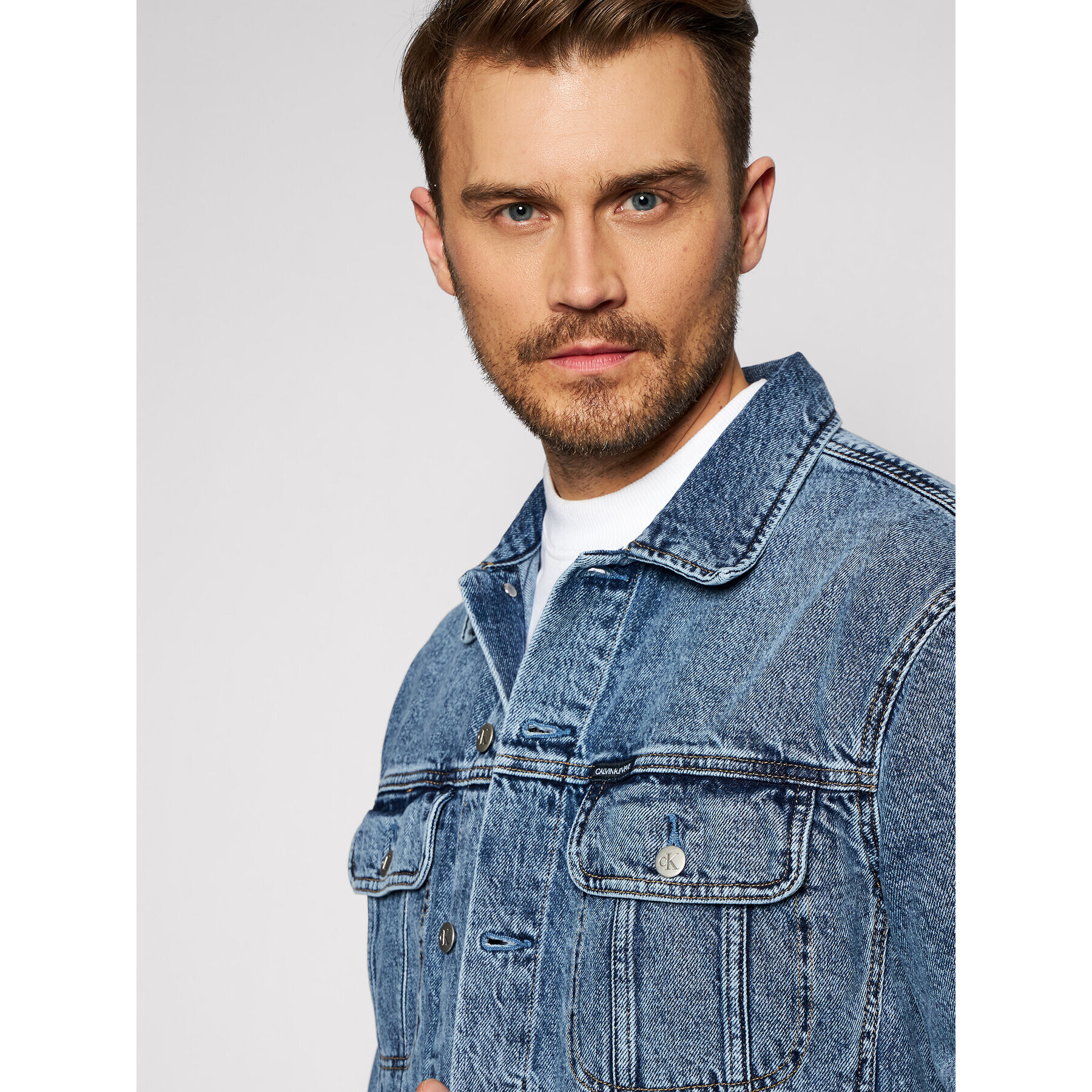 Calvin Klein Jeans Jeansová bunda J30J317758 Modrá Regular Fit - Pepit.cz