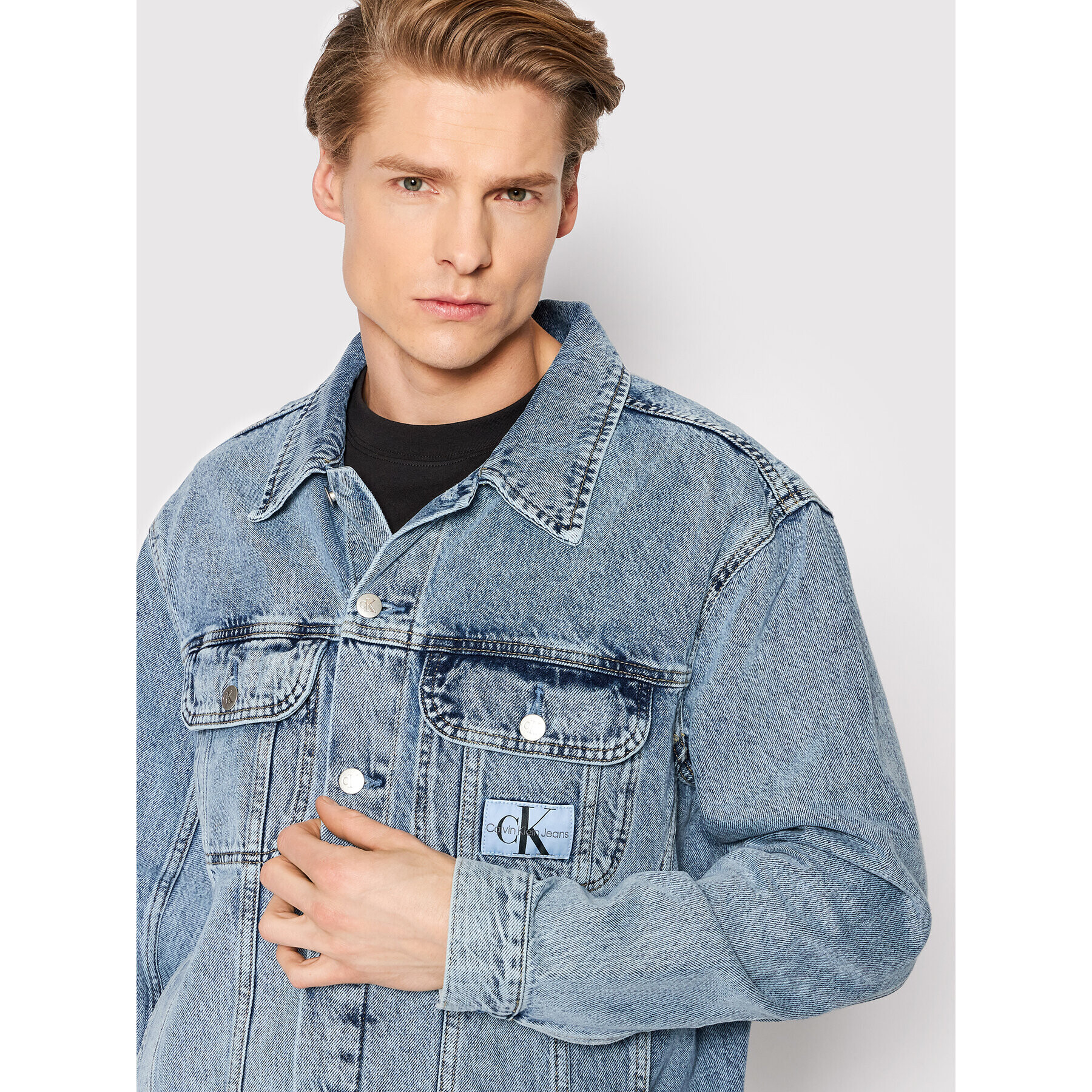 Calvin Klein Jeans Jeansová bunda J30J319793 Modrá Regular Fit - Pepit.cz