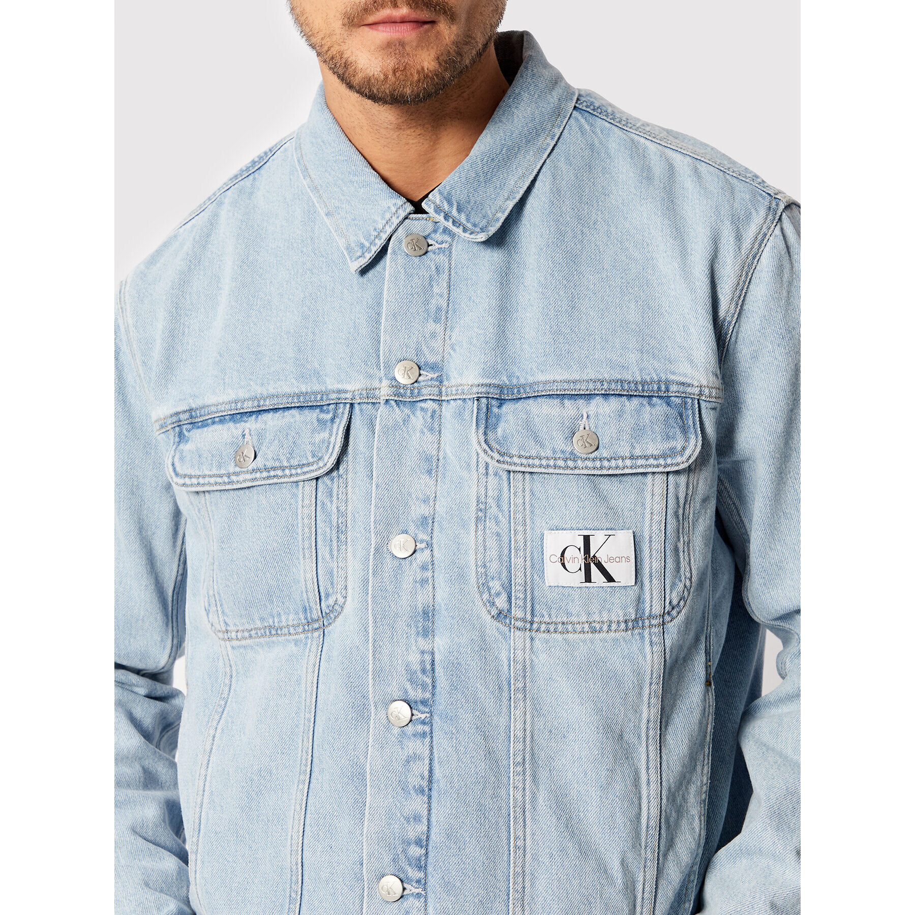 Calvin Klein Jeans Jeansová bunda J30J320542 Modrá Regular Fit - Pepit.cz