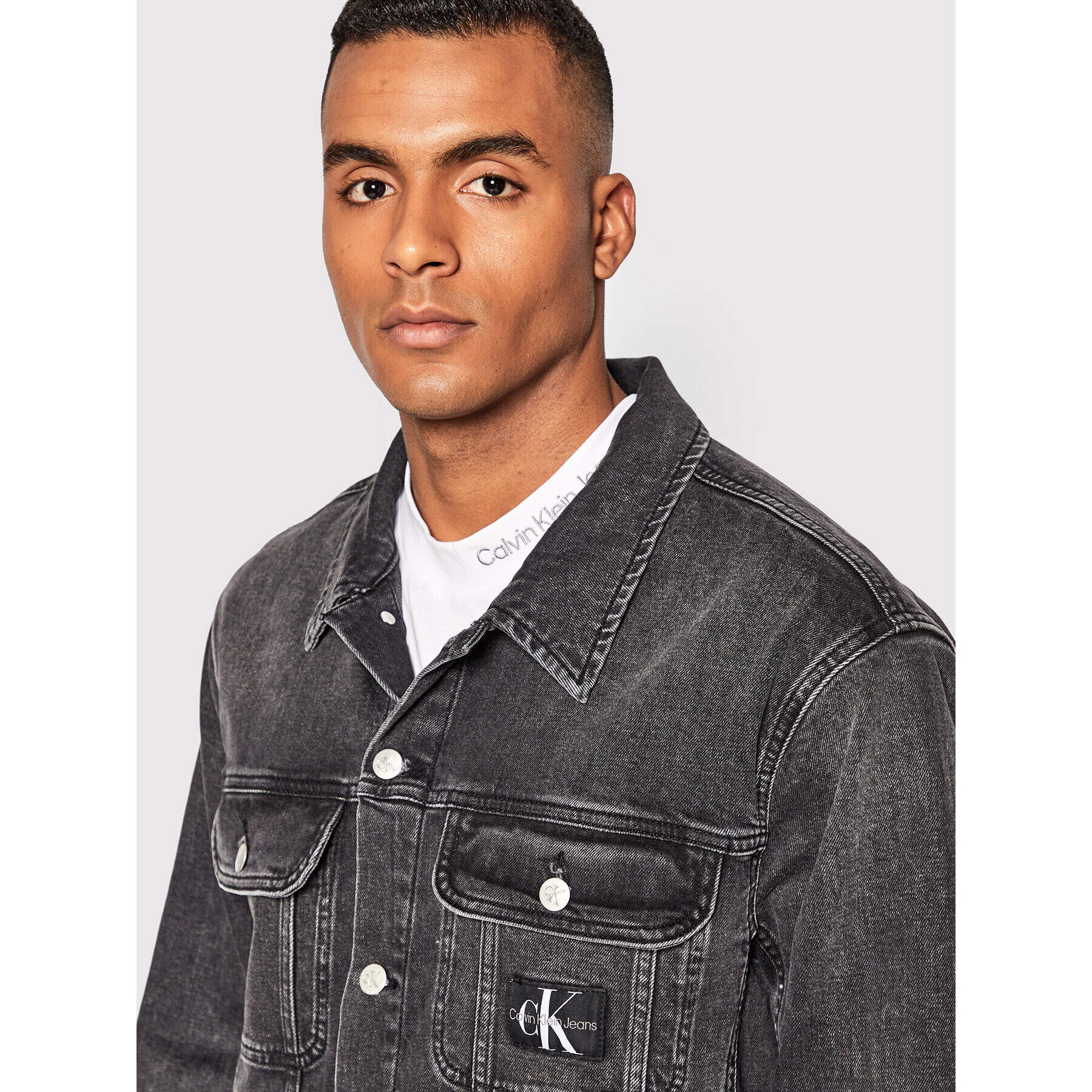 Calvin Klein Jeans Jeansová bunda J30J321003 Šedá Regular Fit - Pepit.cz