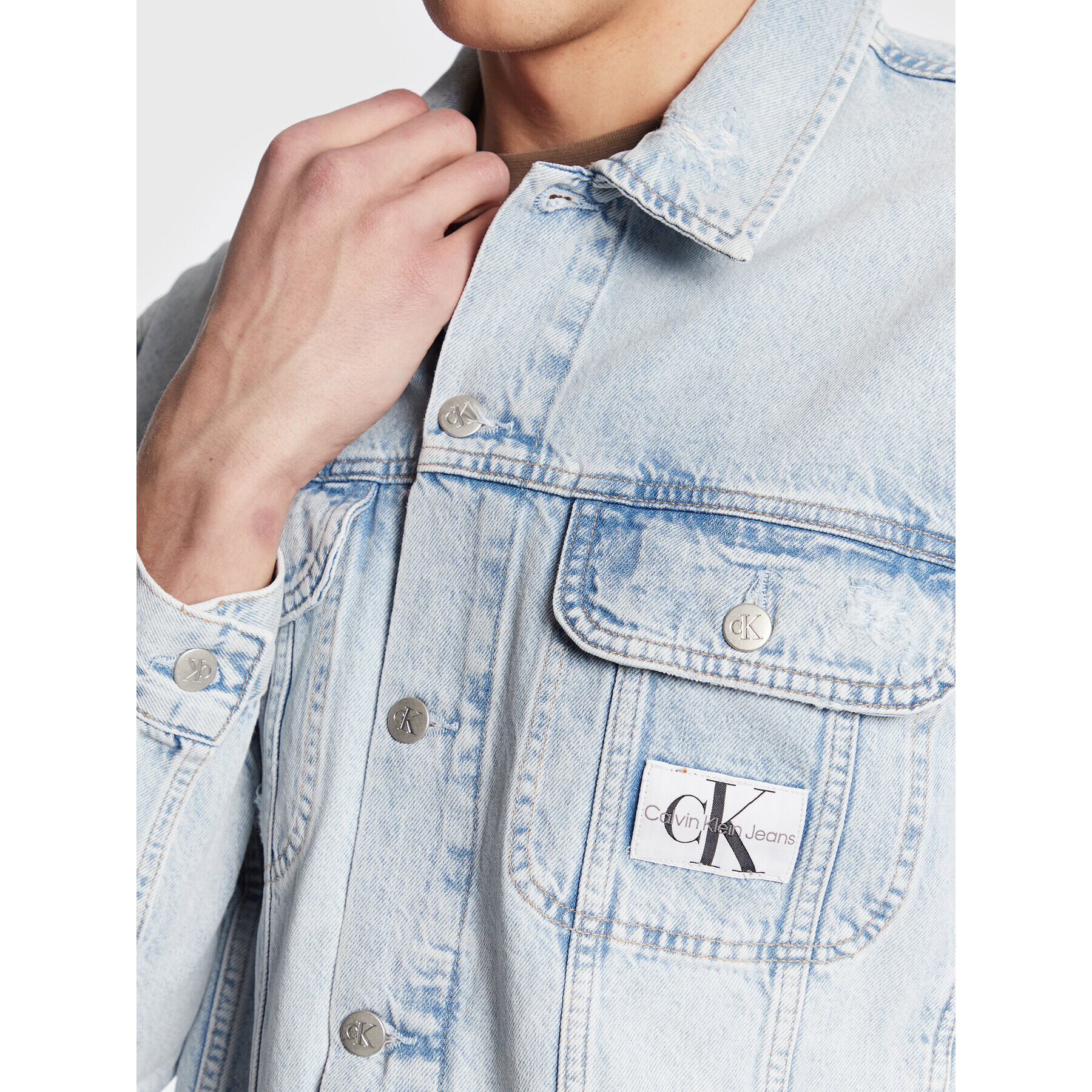 Calvin Klein Jeans Jeansová bunda J30J322381 Modrá Regular Fit - Pepit.cz