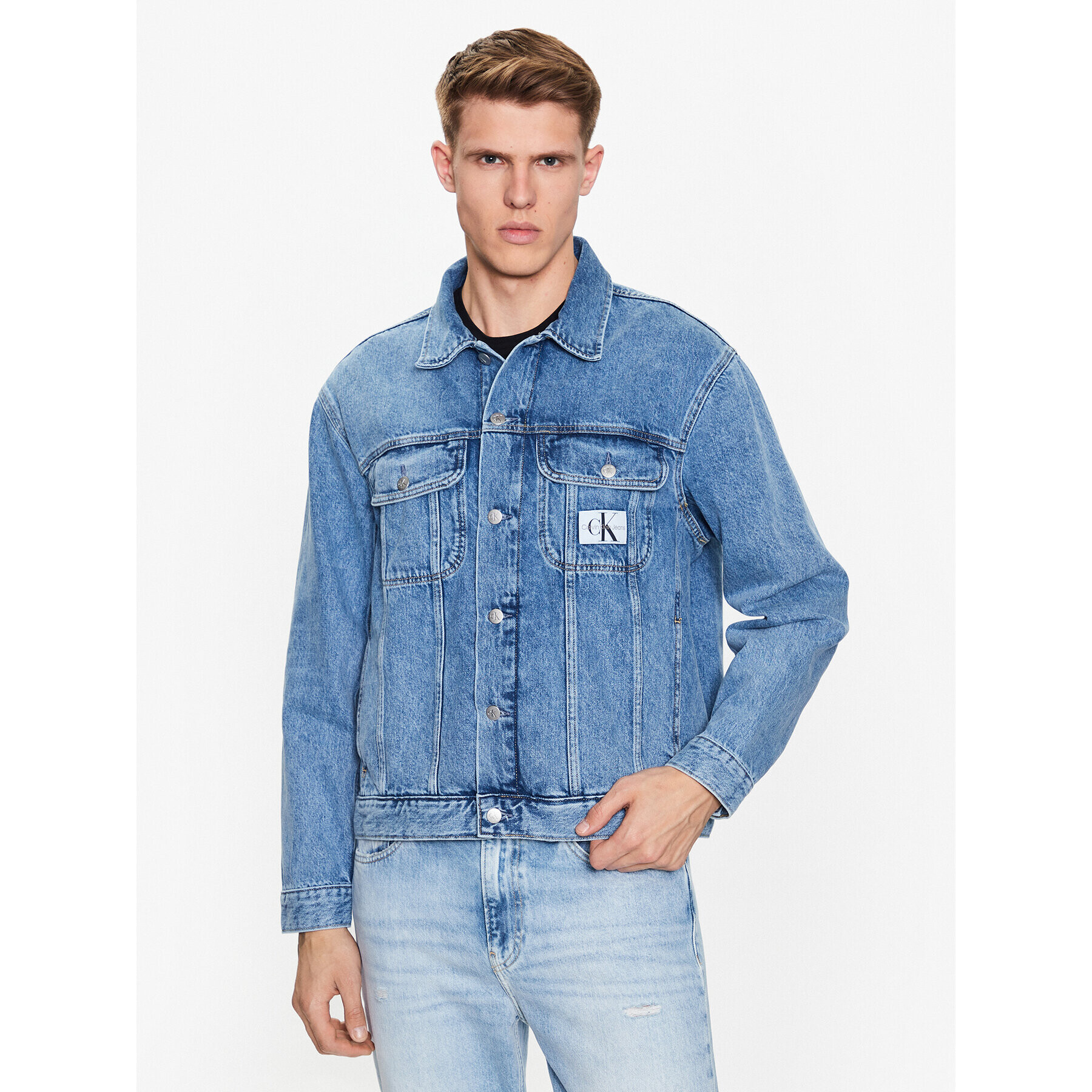 Calvin Klein Jeans Jeansová bunda J30J322768 Modrá Regular Fit - Pepit.cz