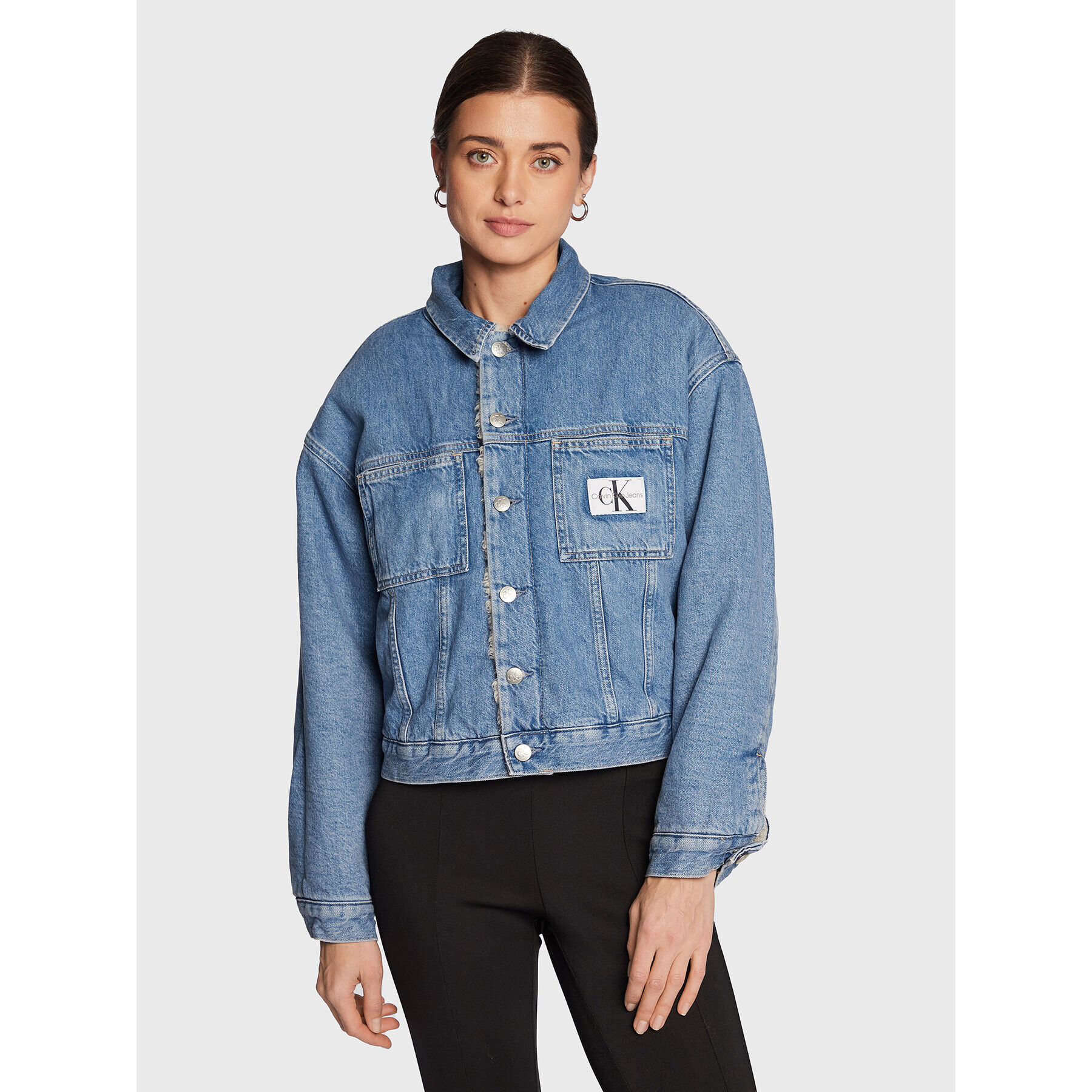 Calvin Klein Jeans Jeansová bunda Sherpa J20J219349 Modrá Regular Fit - Pepit.cz