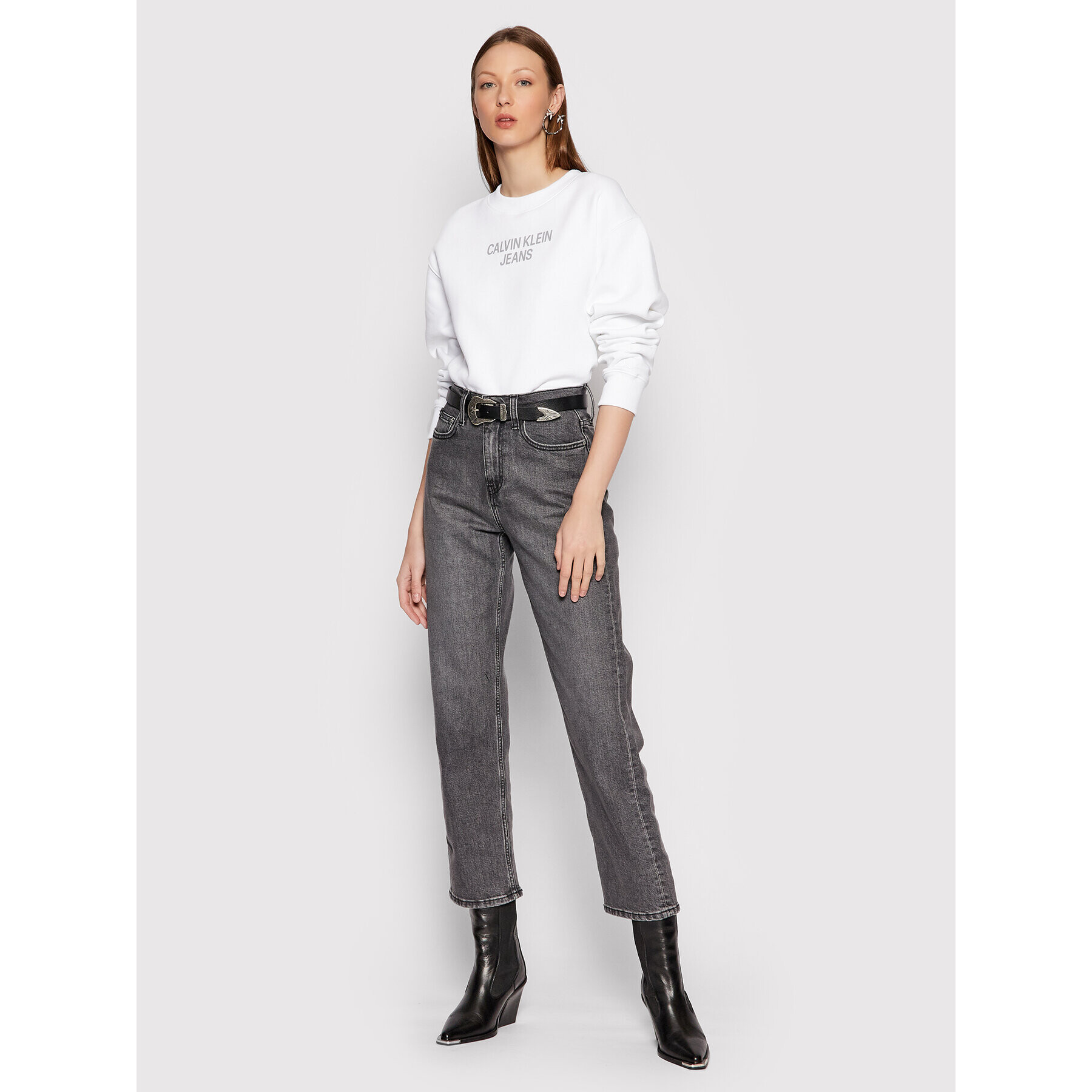 Calvin Klein Jeans Jeansy J20J217543 Šedá Straight Fit - Pepit.cz