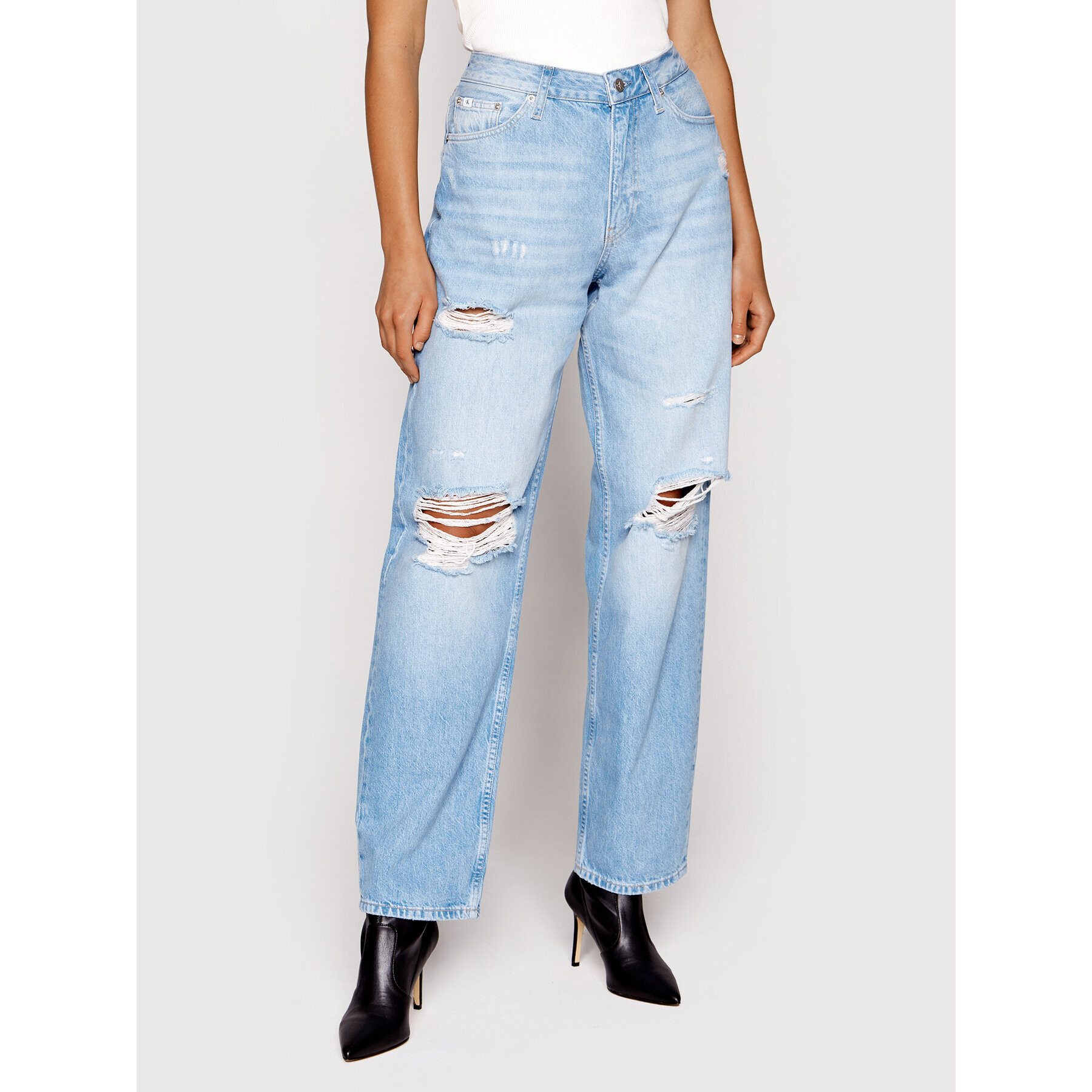 Calvin Klein Jeans Jeansy J20J219328 Modrá Straight Fit - Pepit.cz