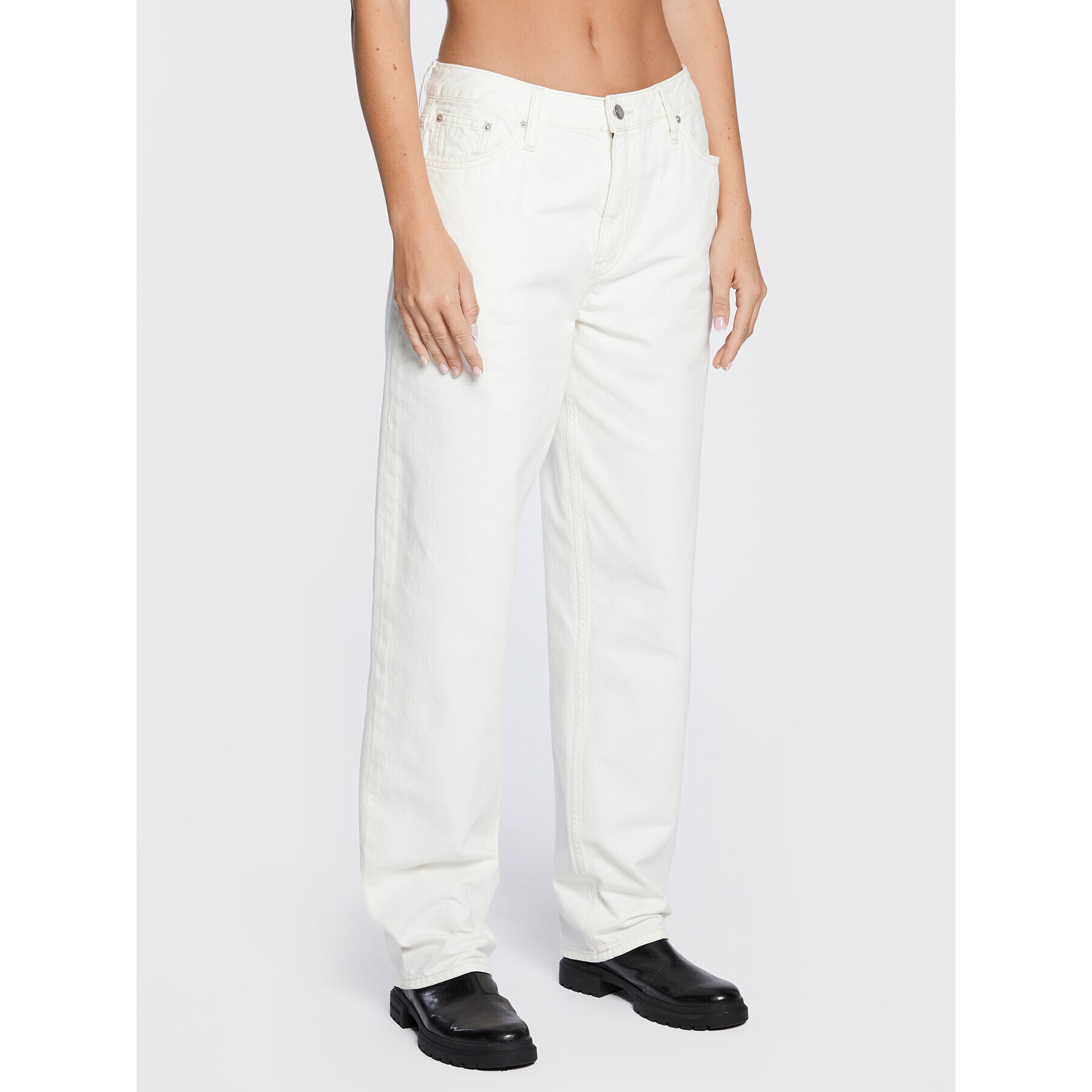 Calvin Klein Jeans Jeansy J20J219540 Bílá Regular Fit - Pepit.cz