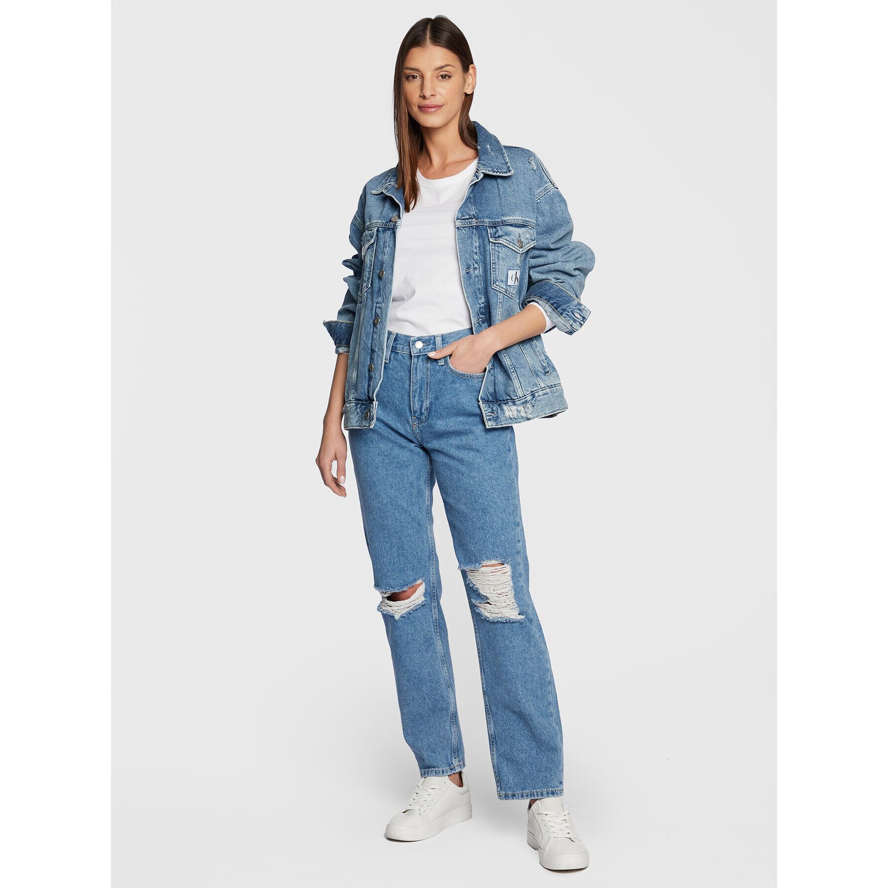 Calvin Klein Jeans Jeansy J20J220209 Modrá Straight Leg - Pepit.cz