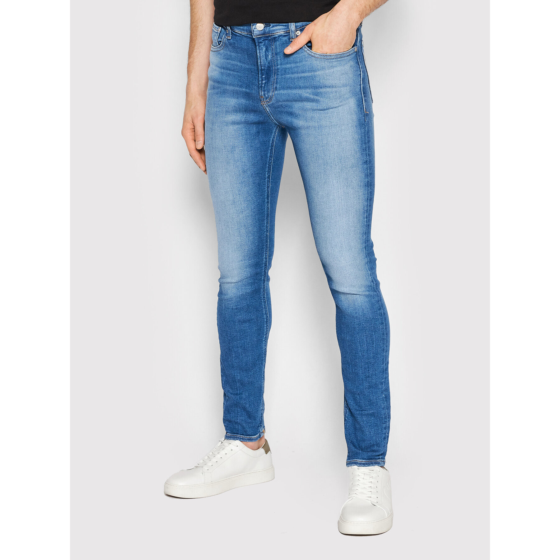 Calvin Klein Jeans Jeansy J30J320461 Modrá Super Skinny Fit - Pepit.cz