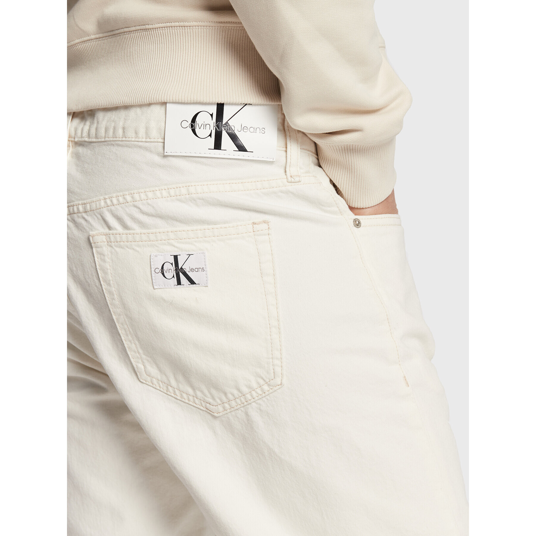 Calvin Klein Jeans Jeansy J30J321443 Bílá Straight Fit - Pepit.cz