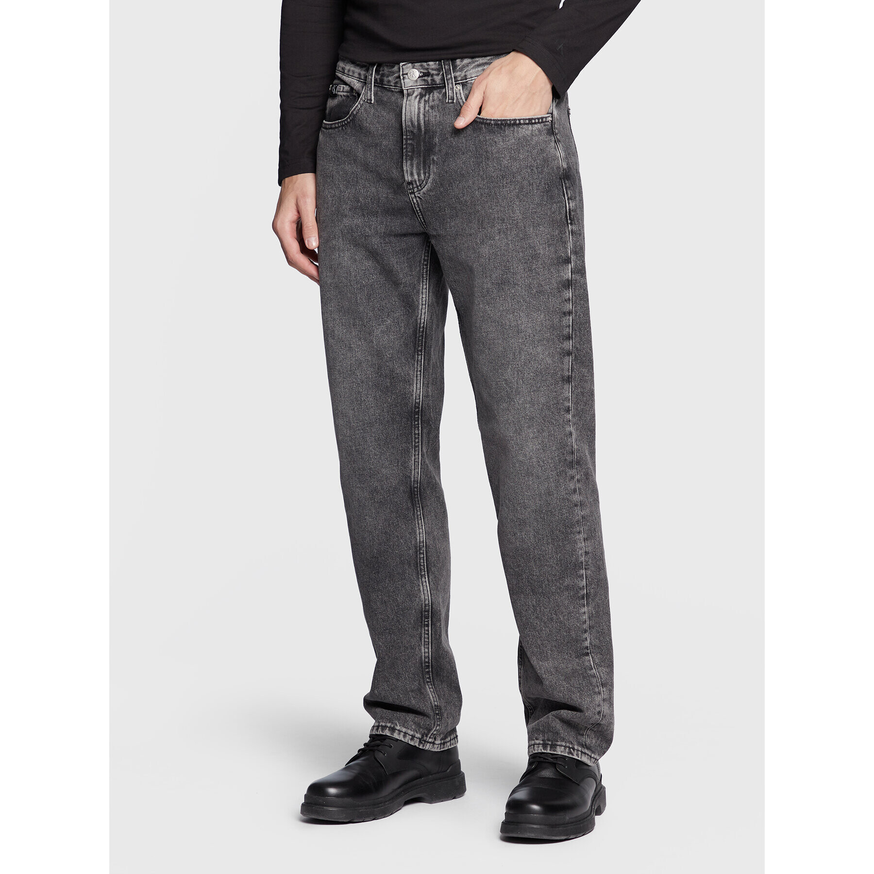 Calvin Klein Jeans Jeansy J30J322415 Šedá Straight Fit - Pepit.cz