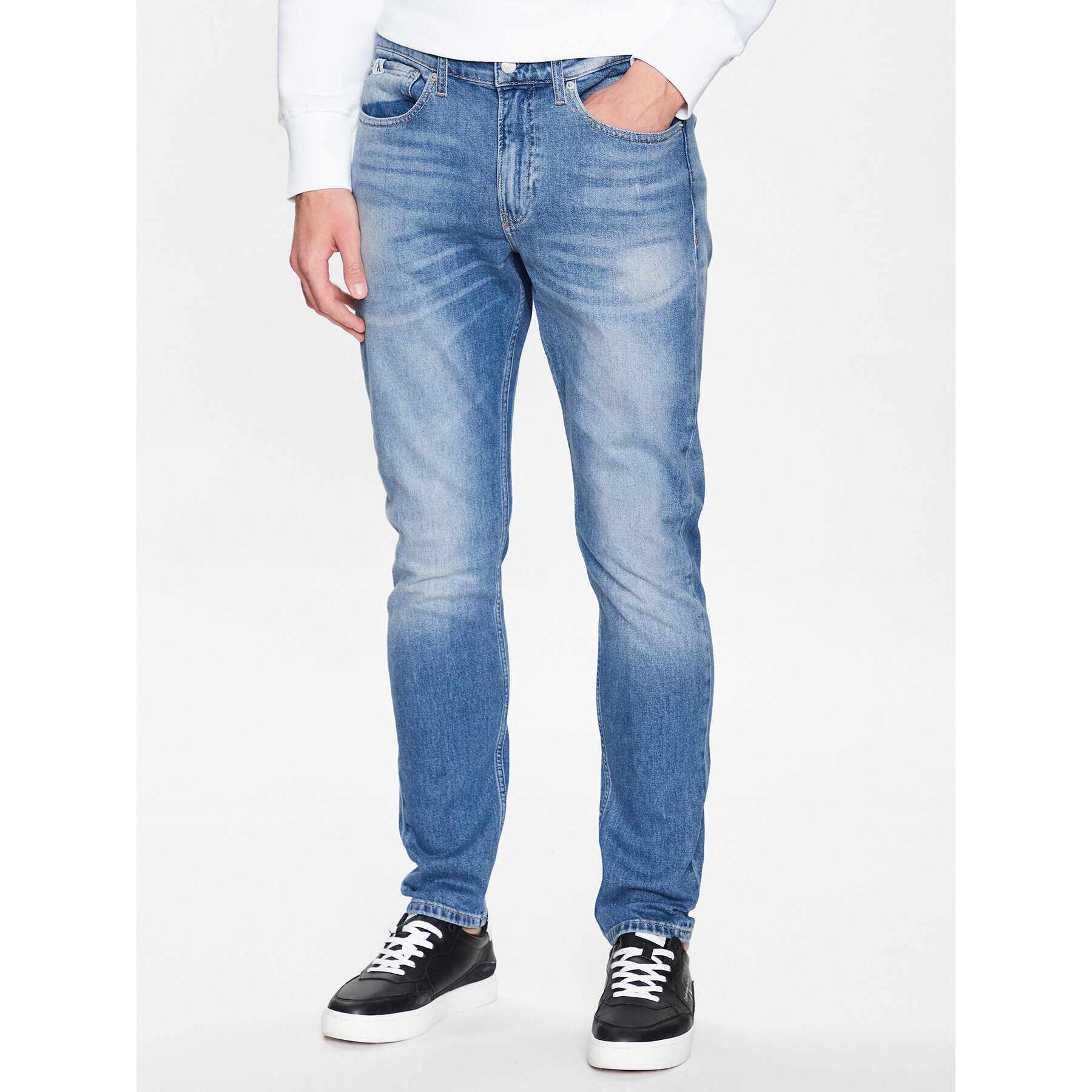 Calvin Klein Jeans Jeansy J30J322796 Modrá Slim Taper Fit - Pepit.cz