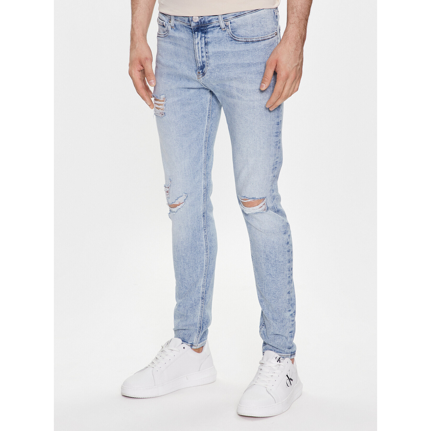 Calvin Klein Jeans Jeansy J30J322814 Modrá Super Skinny Fit - Pepit.cz