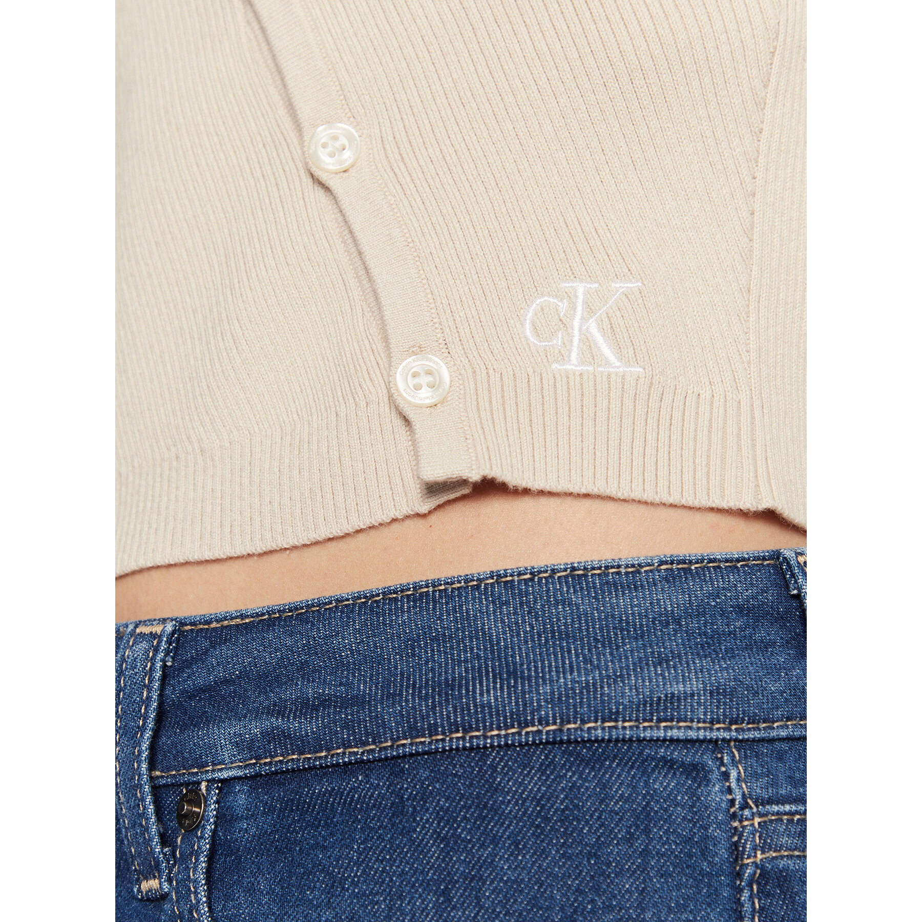 Calvin Klein Jeans Kardigan J20J220707 Béžová Regular Fit - Pepit.cz