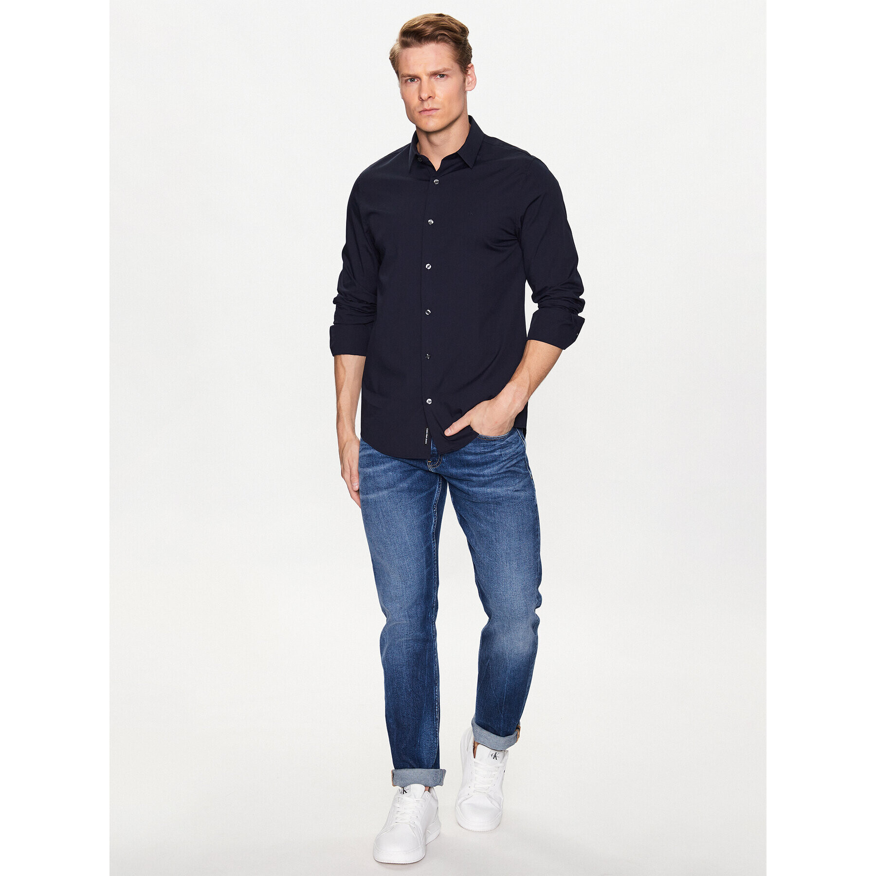 Calvin Klein Jeans Košile J30J319065 Tmavomodrá Slim Fit - Pepit.cz