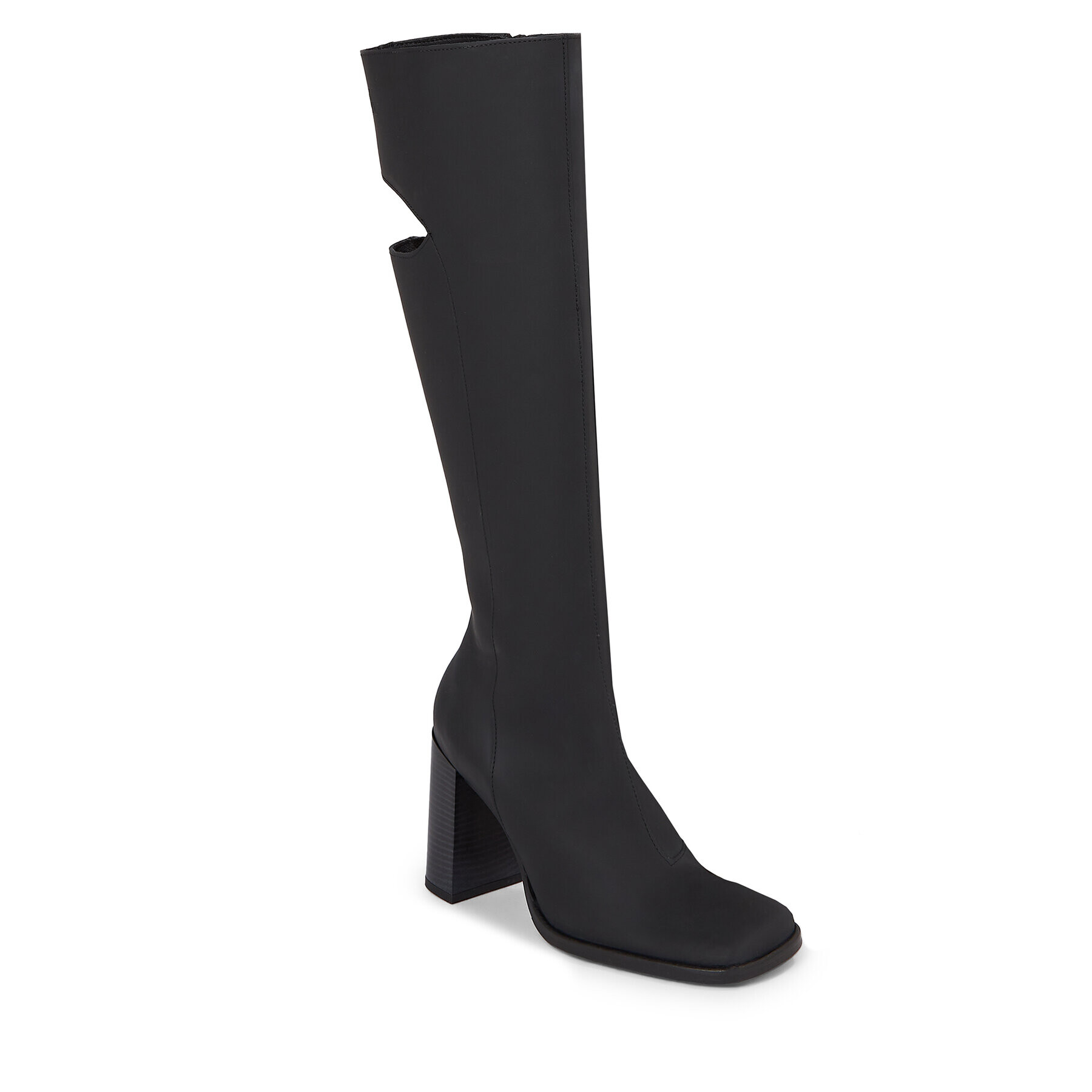 Calvin Klein Jeans Kozačky Long Heel Zip Boot Cut Out Edgy YW0YW01253 Černá - Pepit.cz