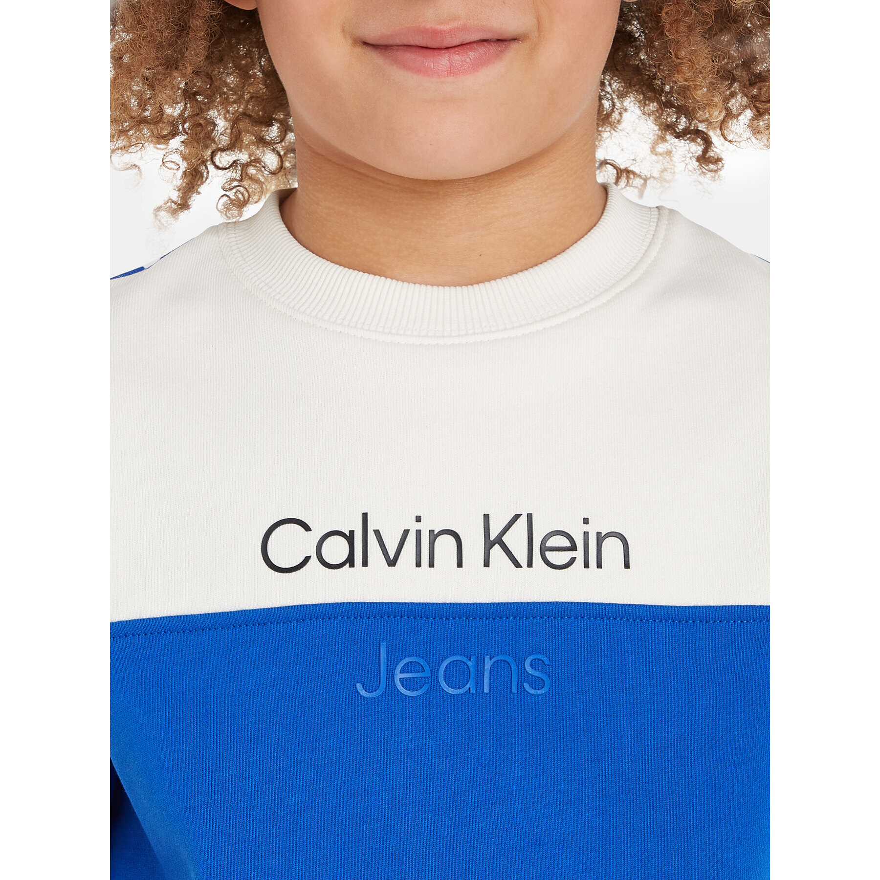 Calvin Klein Jeans Mikina Color Block IB0IB01866 Modrá Regular Fit - Pepit.cz