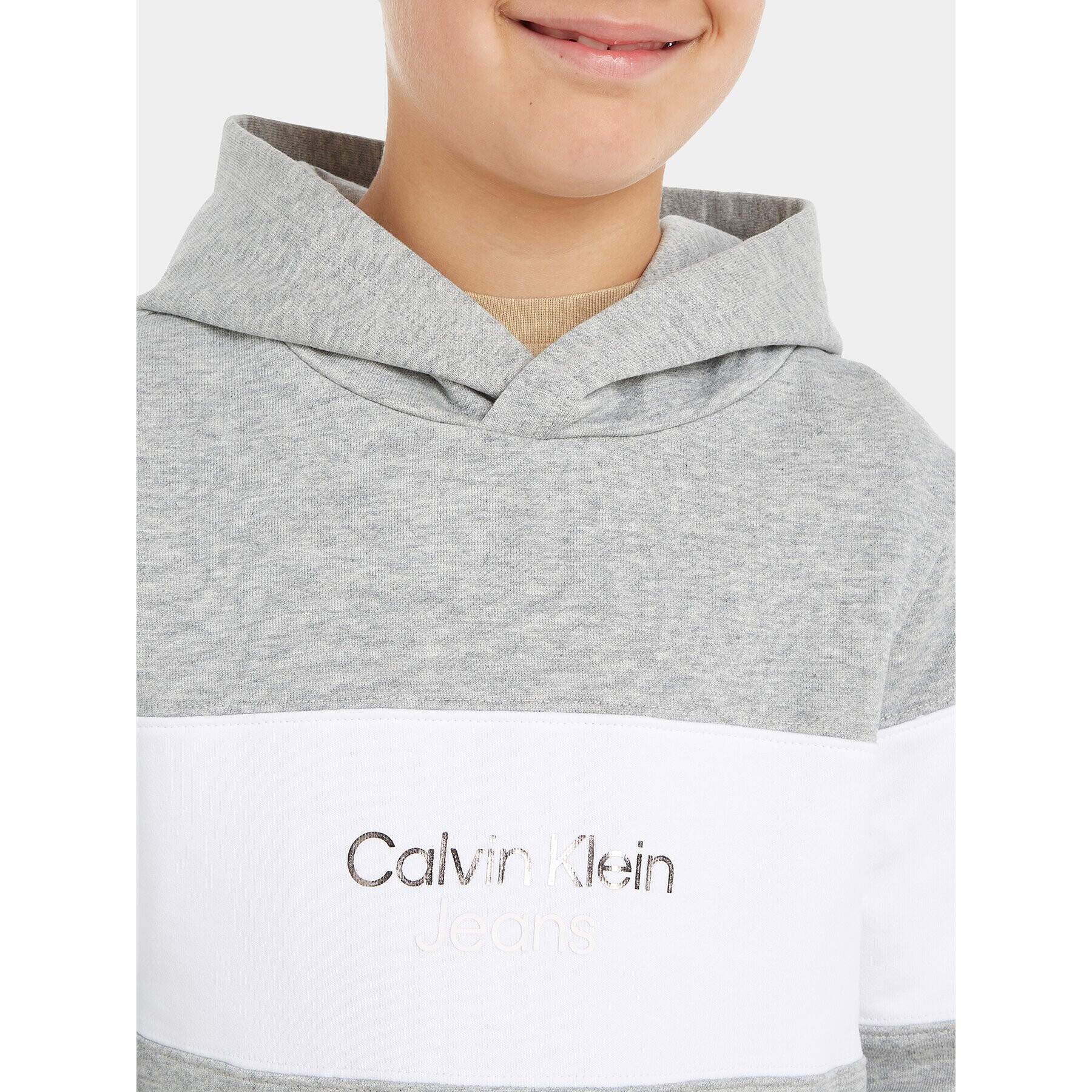 Calvin Klein Jeans Mikina Color Block IB0IB01892 Šedá Regular Fit - Pepit.cz