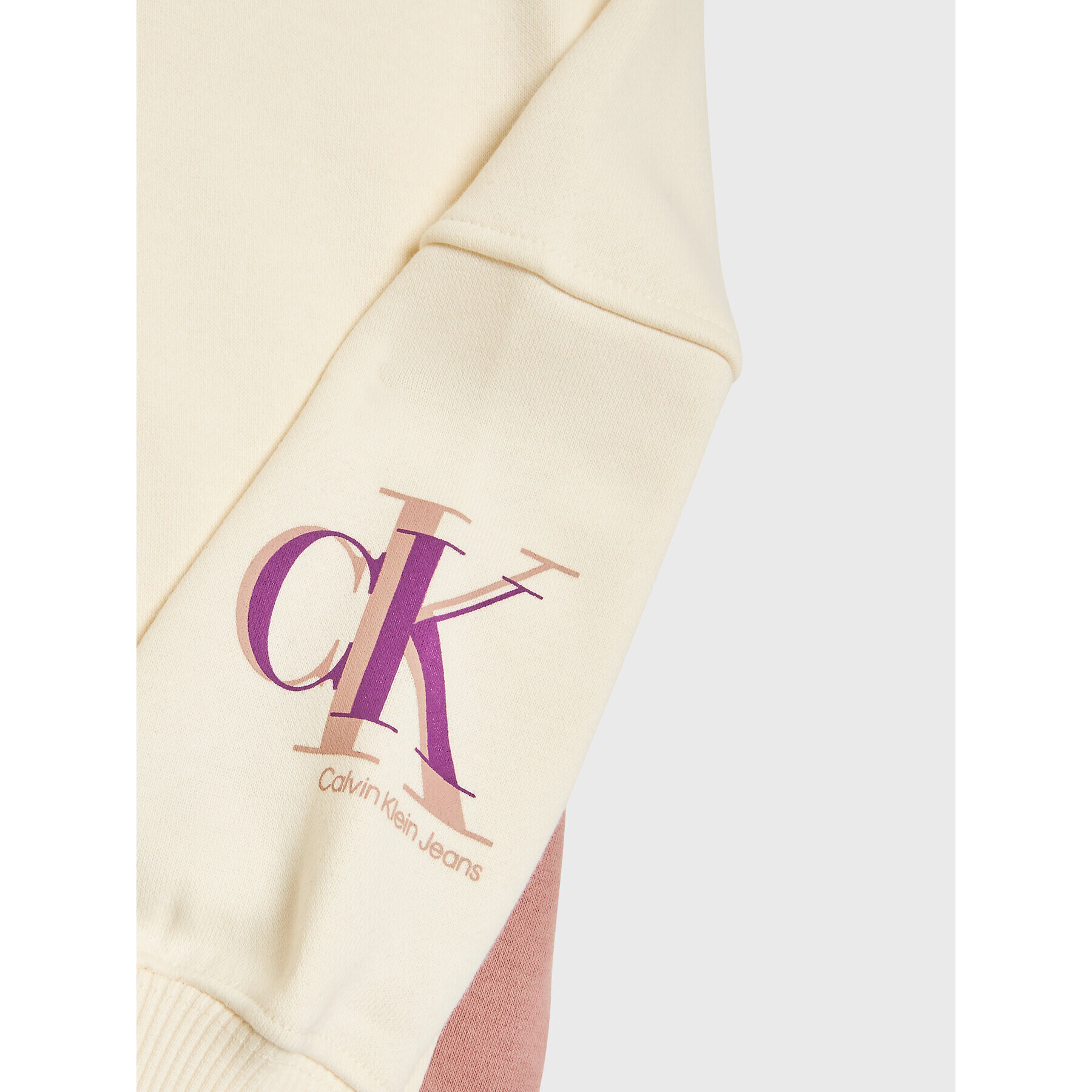 Calvin Klein Jeans Mikina Colour Block Monogram IG0IG01873 Béžová Relaxed Fit - Pepit.cz