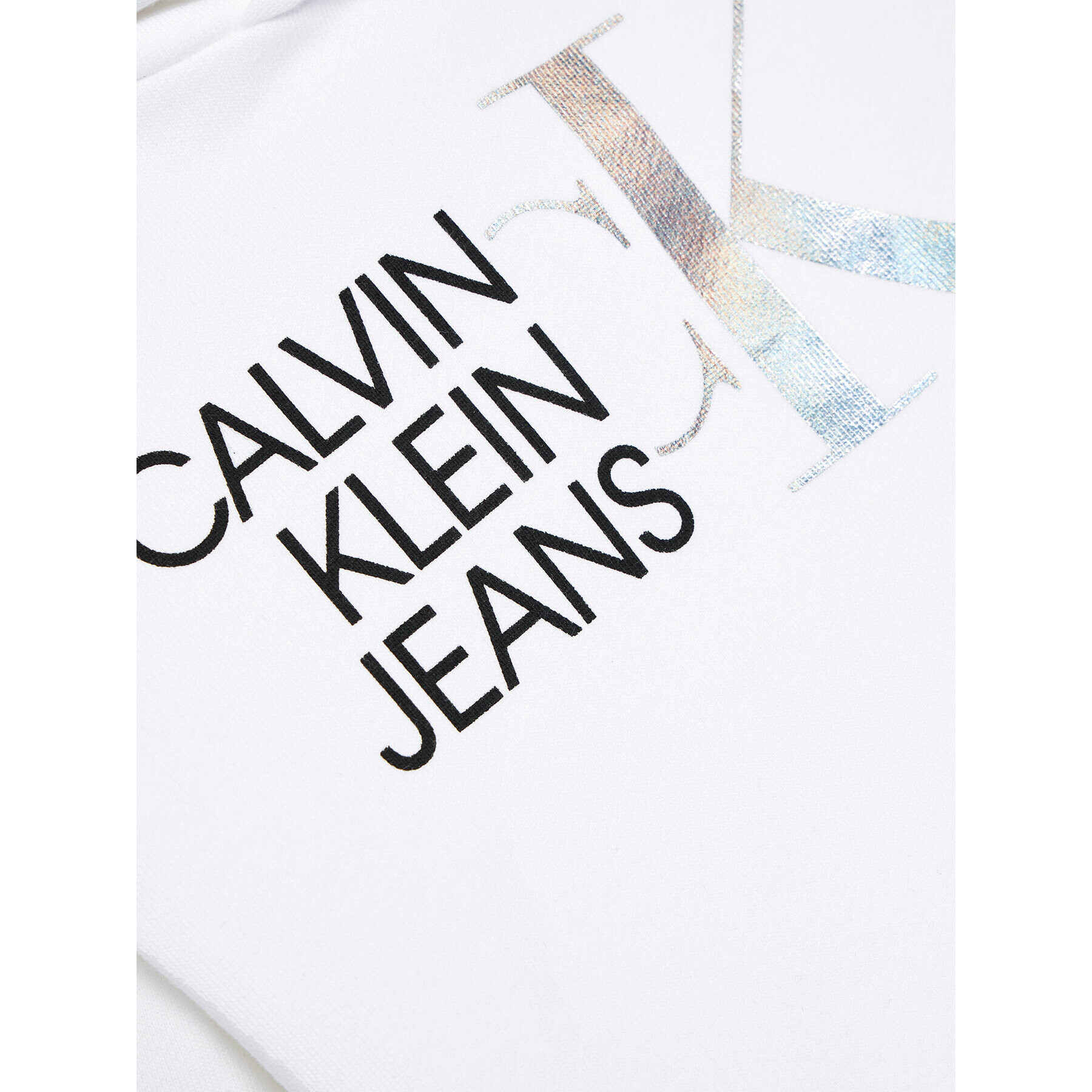 Calvin Klein Jeans Mikina Hybrid Logo IG0IG00873 Bílá Regular Fit - Pepit.cz