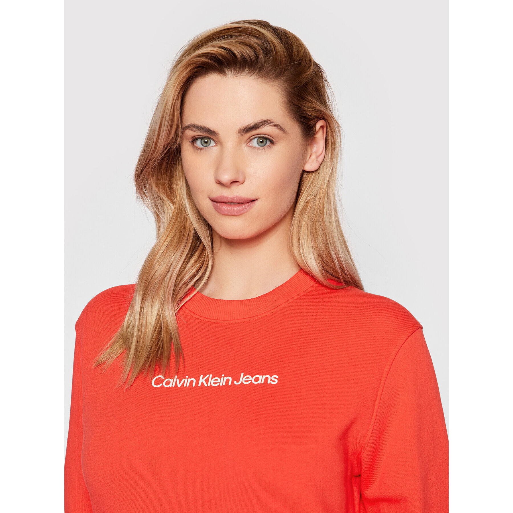 Calvin Klein Jeans Mikina J20J218052 Červená Regular Fit - Pepit.cz