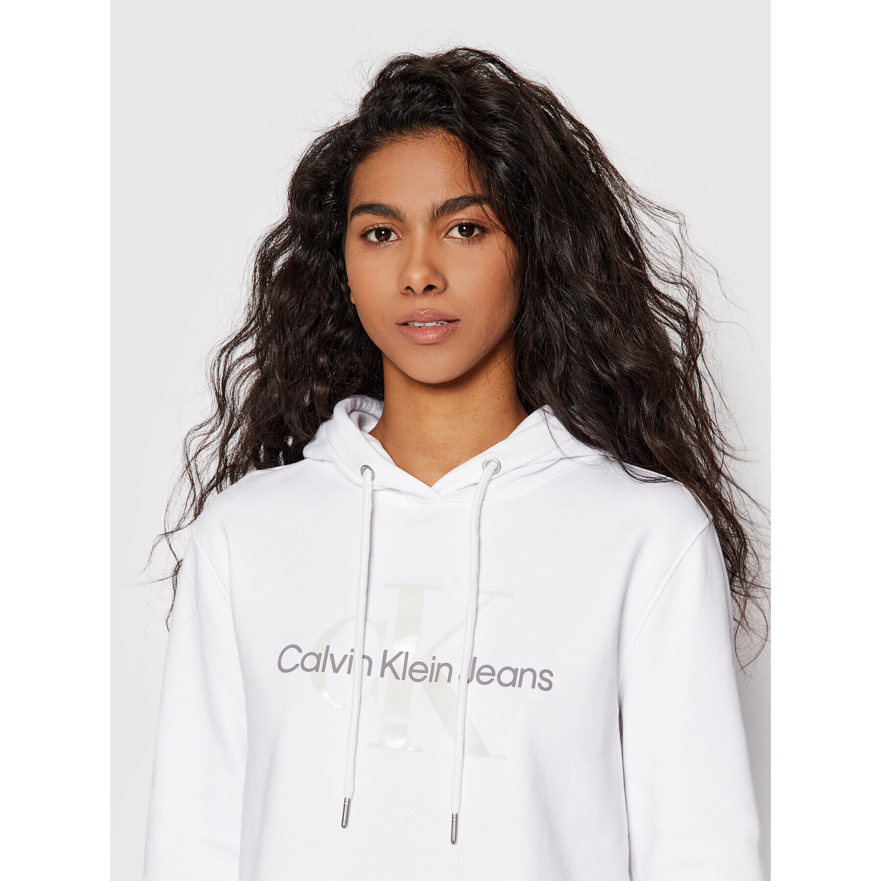 Calvin Klein Jeans Mikina J20J218103 Bílá Regular Fit - Pepit.cz