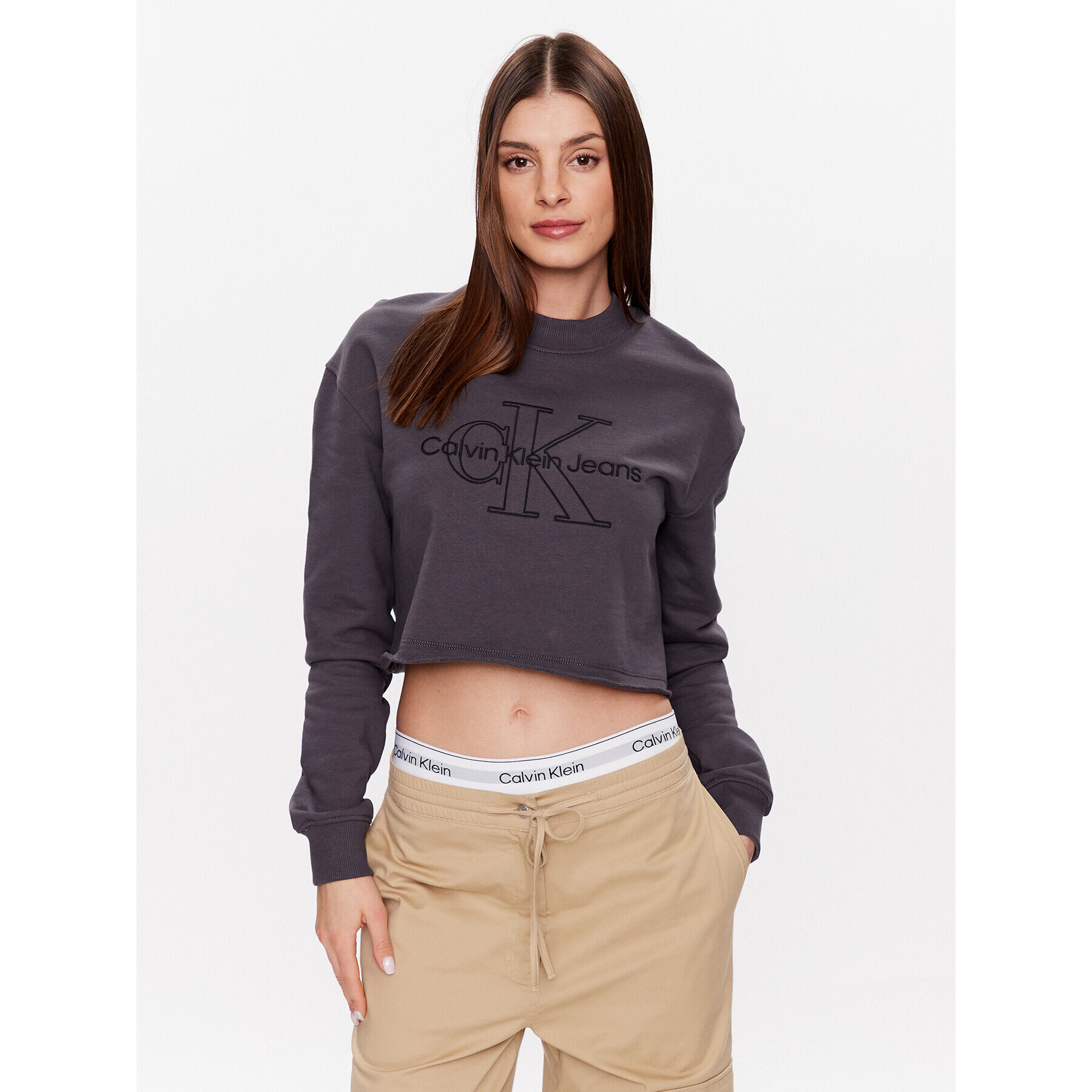 Calvin Klein Jeans Mikina J20J220696 Šedá Relaxed Fit - Pepit.cz