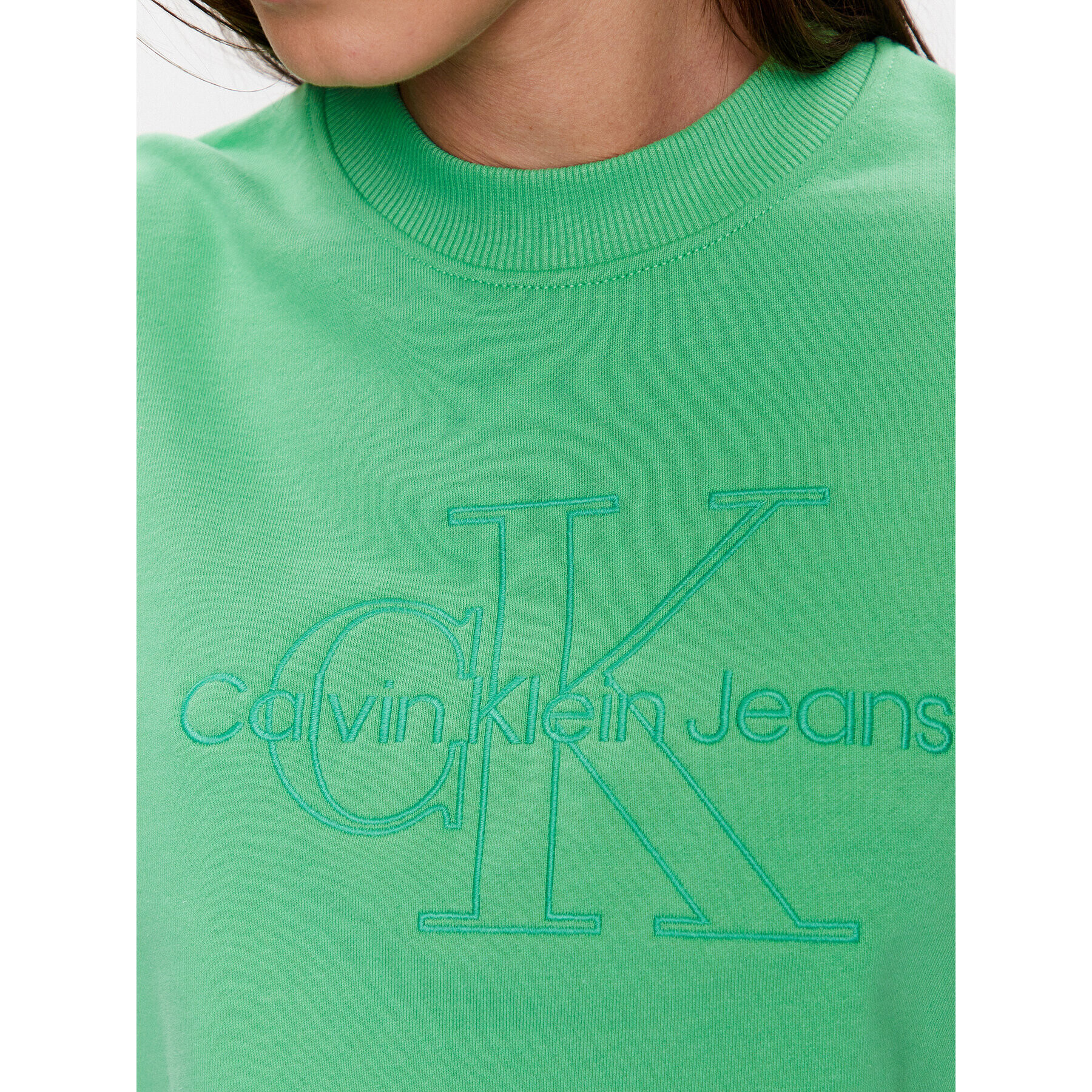 Calvin Klein Jeans Mikina J20J220696 Zelená Relaxed Fit - Pepit.cz