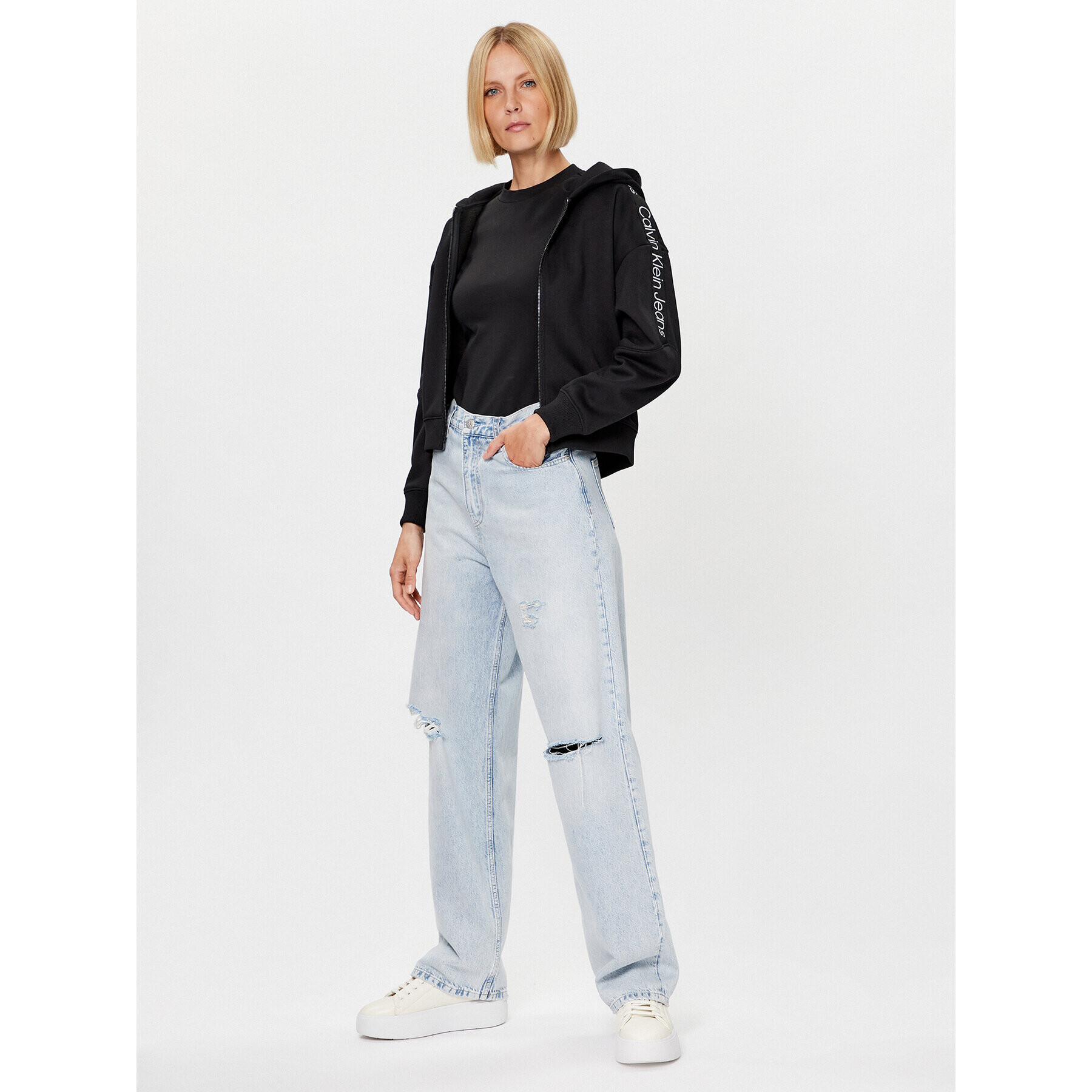 Calvin Klein Jeans Mikina J20J221328 Černá Oversize - Pepit.cz