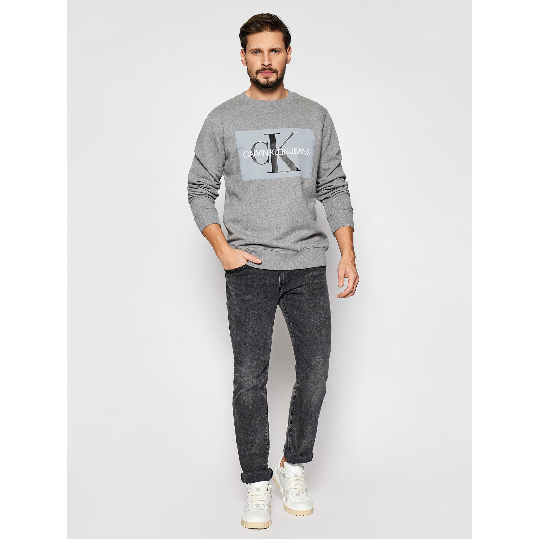 Calvin Klein Jeans Mikina J30J307742 Šedá Regular Fit - Pepit.cz