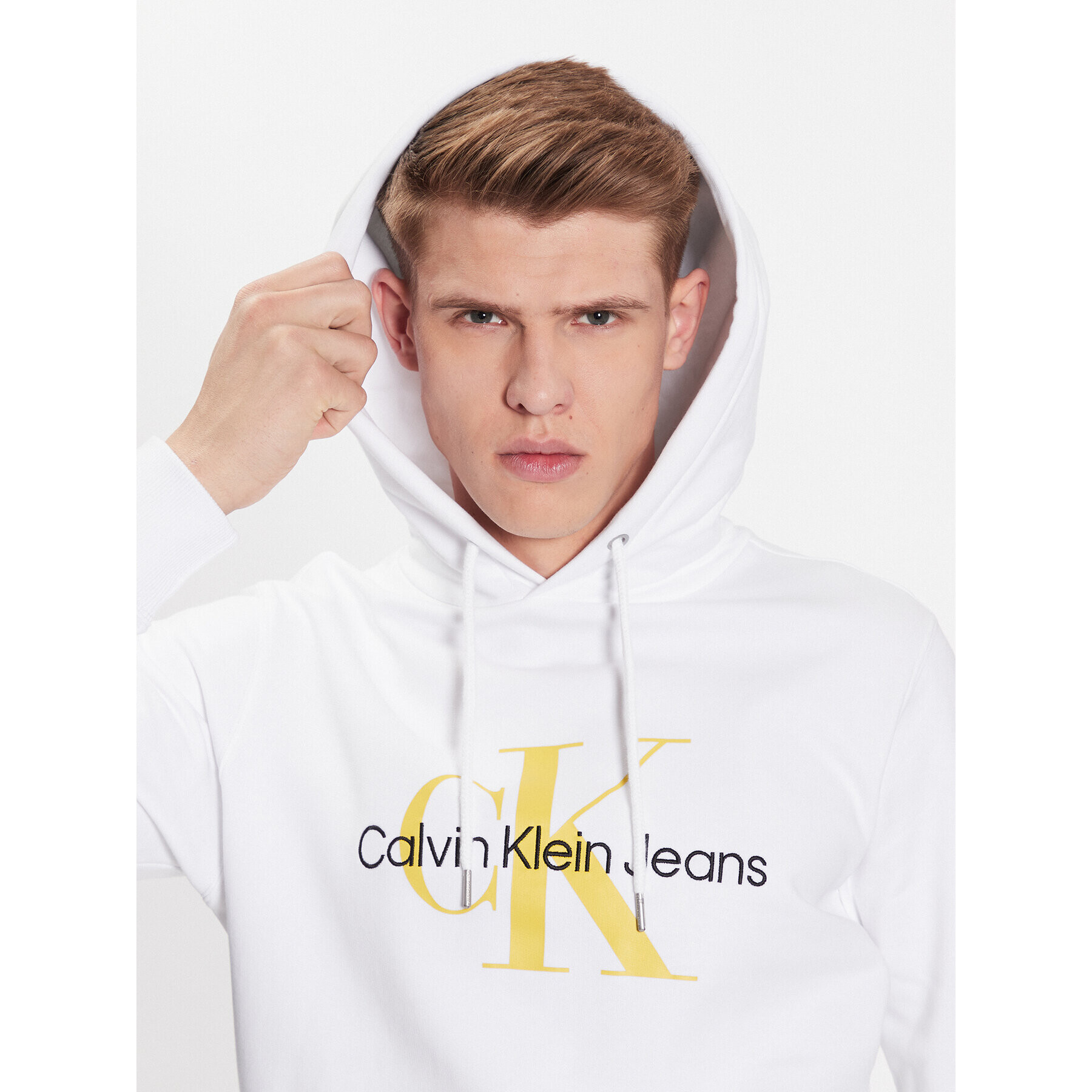 Calvin Klein Jeans Mikina J30J320805 Bílá Regular Fit - Pepit.cz