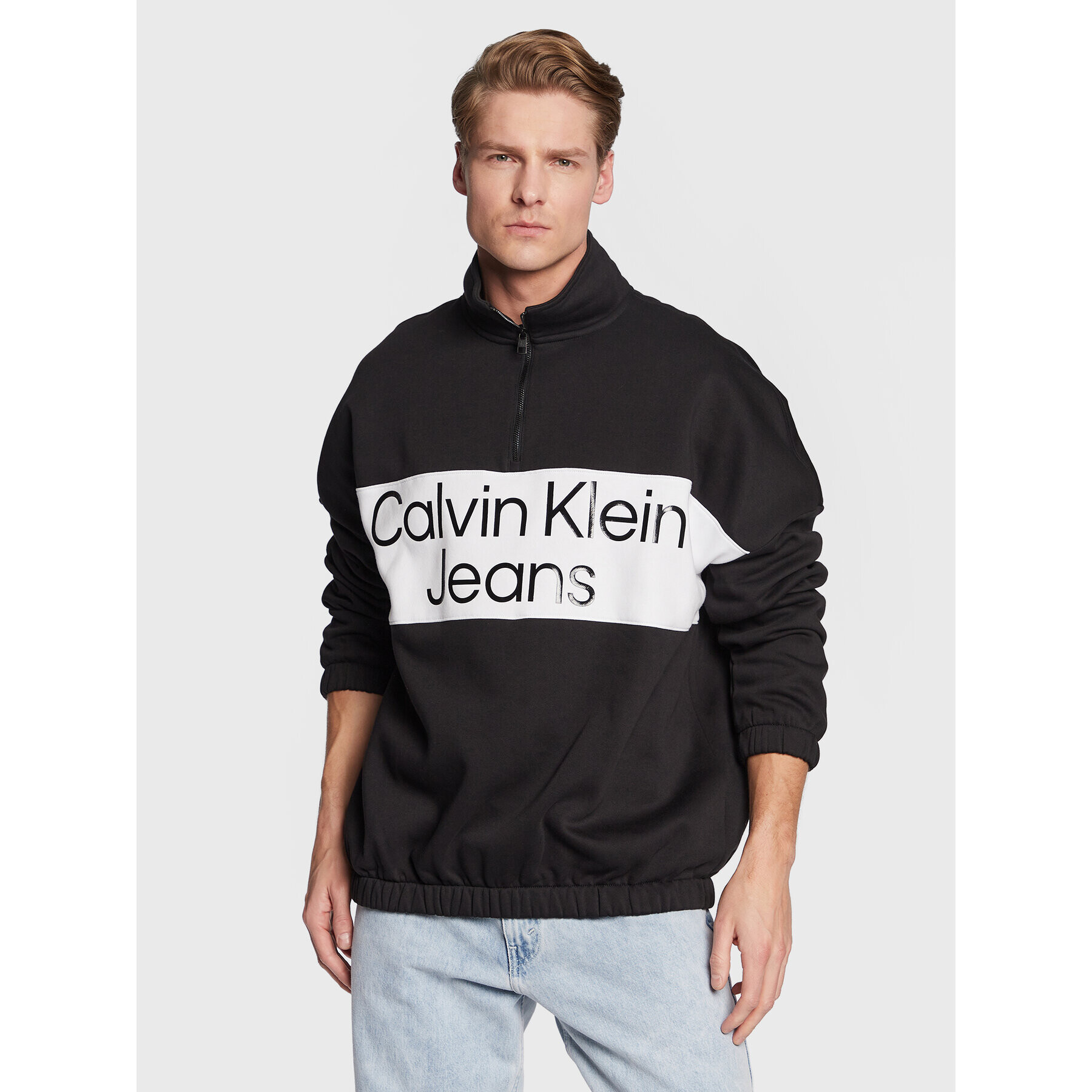 Calvin Klein Jeans Mikina J30J322630 Černá Relaxed Fit - Pepit.cz