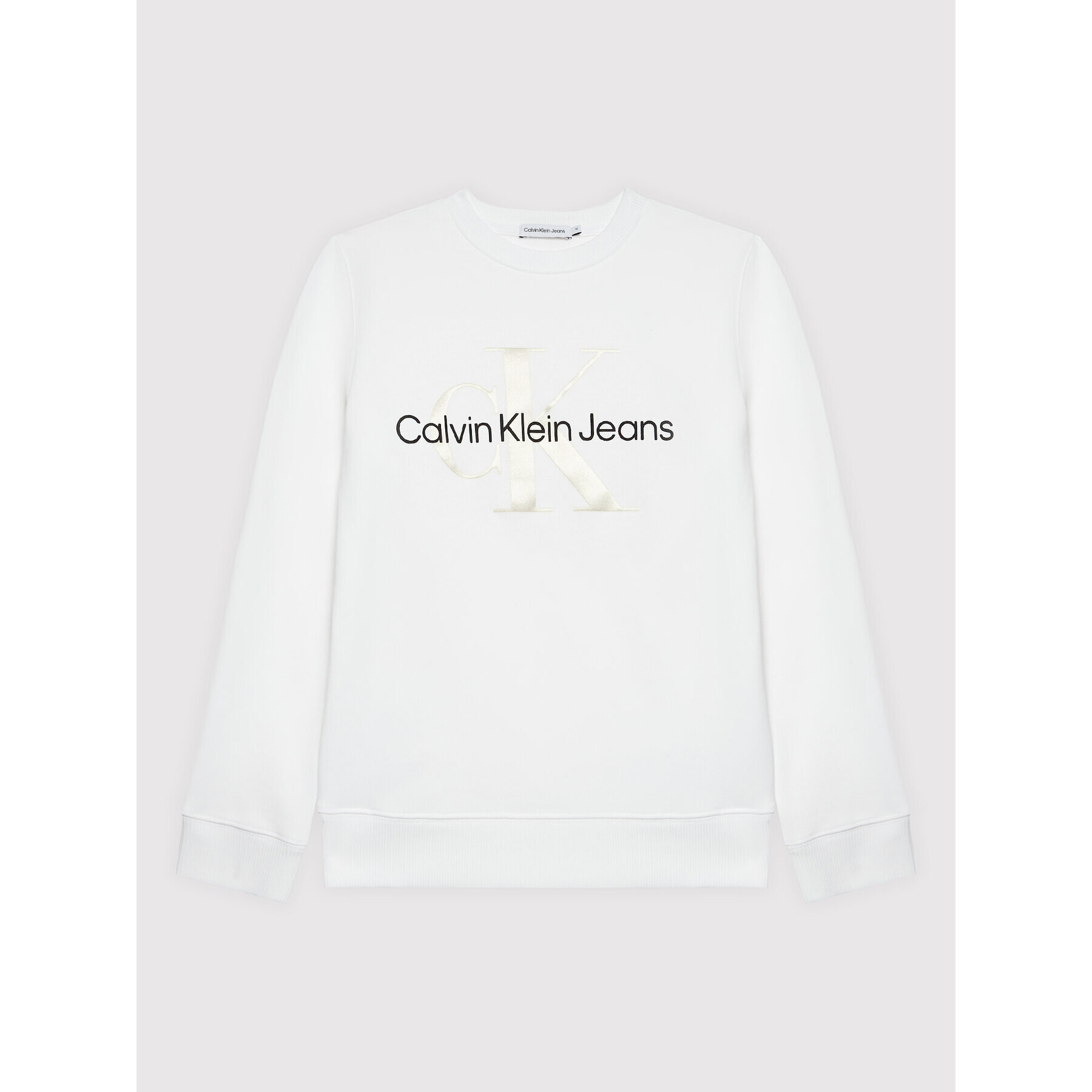 Calvin Klein Jeans Mikina Monogram Logo IU0IU00265 Bílá Regular Fit - Pepit.cz