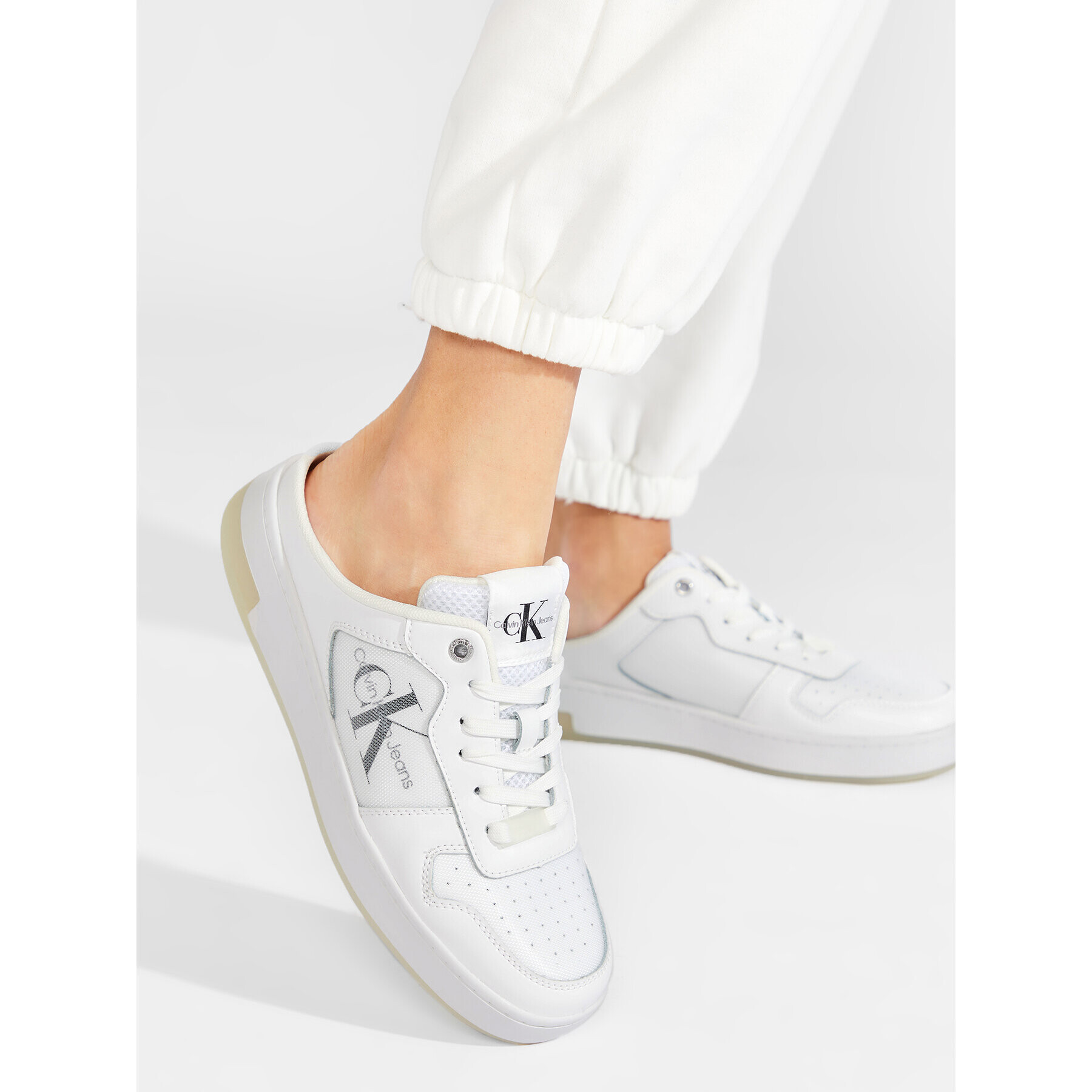 Calvin Klein Jeans Nazouváky Cupsole Laceup Basket Sabot YW0YW00693 Bílá - Pepit.cz