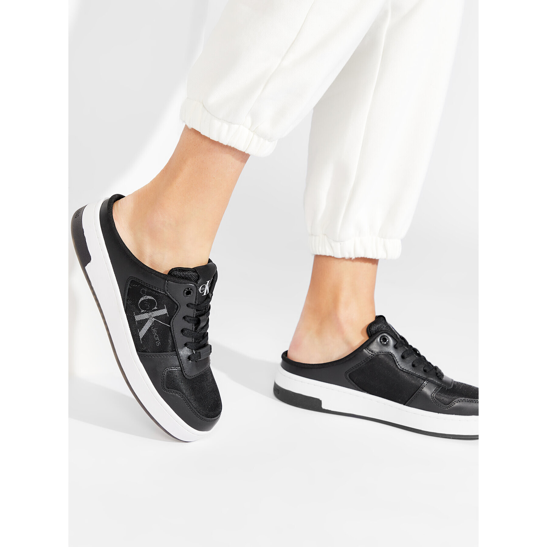 Calvin Klein Jeans Nazouváky Cupsole Laceup Basket Sabot YW0YW00693 Černá - Pepit.cz